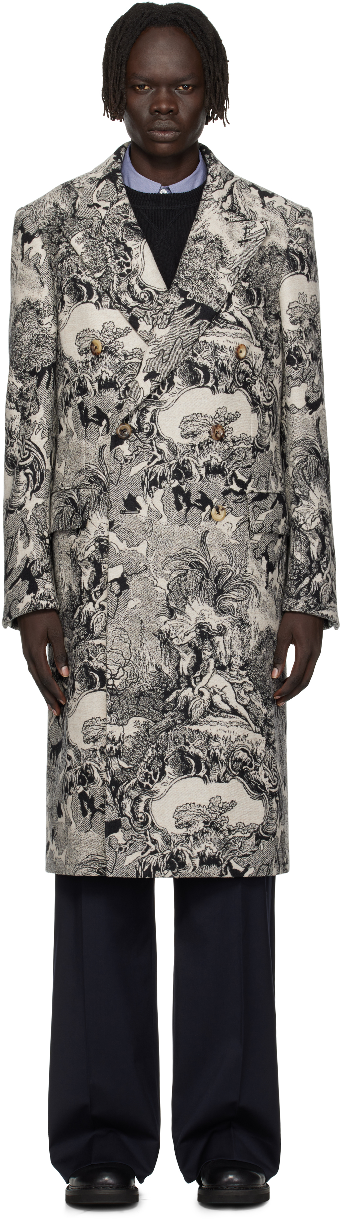 Vivienne Westwood Baroque Print Double-breasted Long Coat In Multi