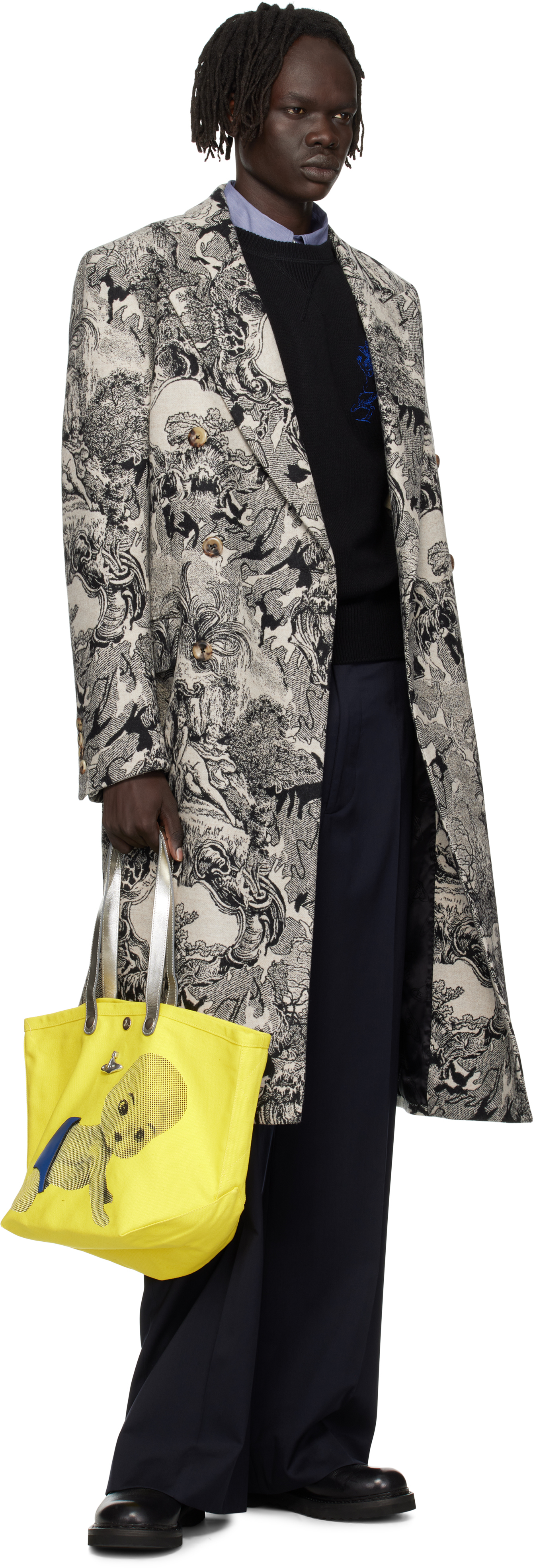 Vivienne Westwood Baroque Print Double-breasted Long Coat In Multi
