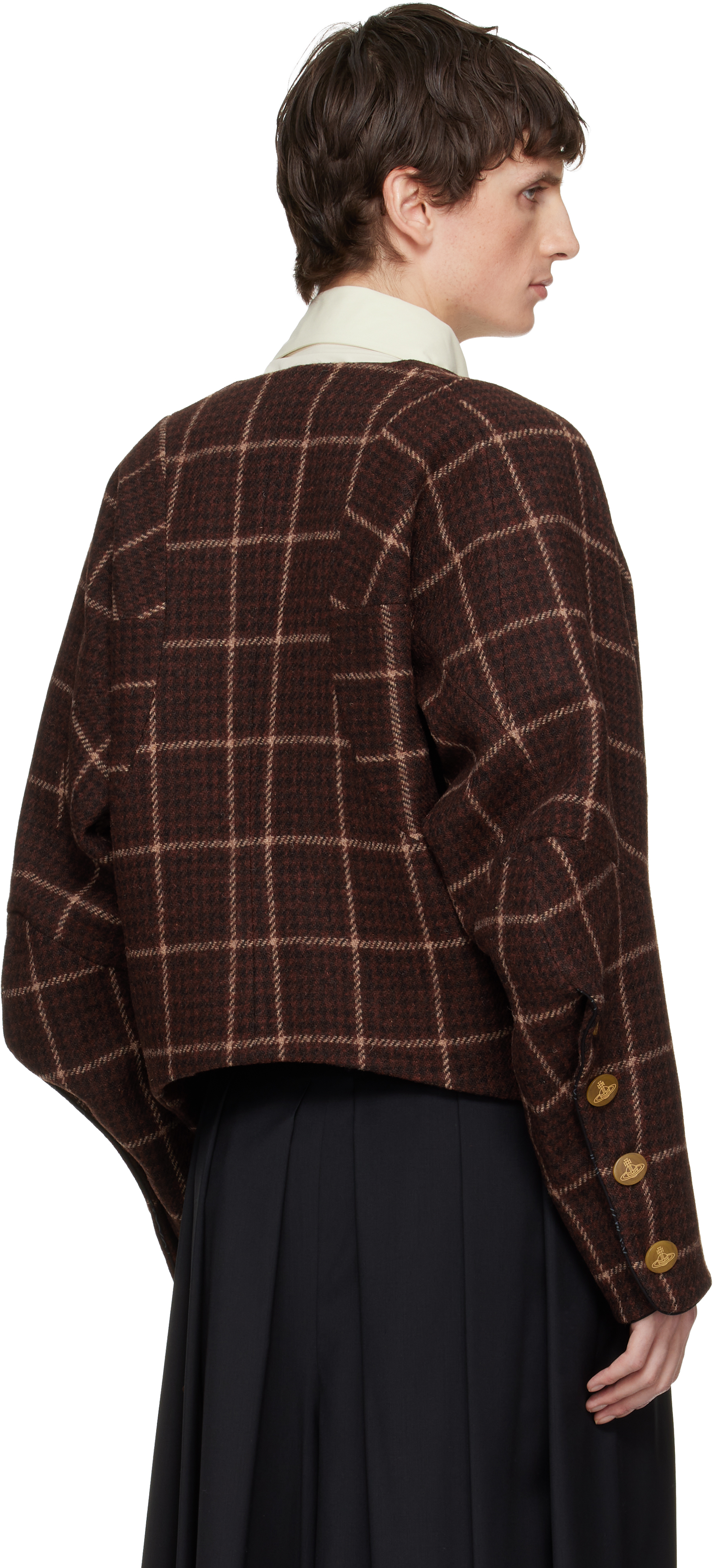 Vivienne Westwood Wool Tartan Pourpoint Jacket In Brown