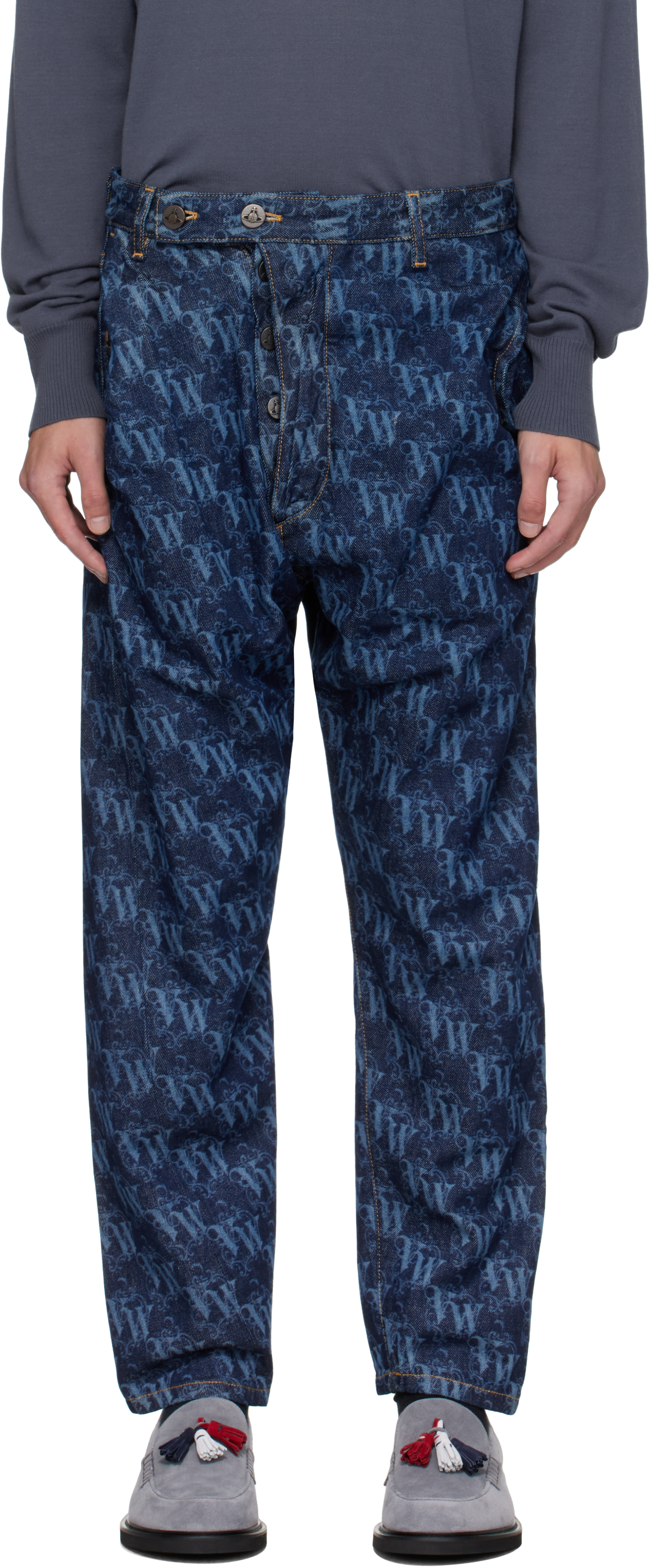 Vivienne Westwood Printed Trousers With Pockets And Loops In Blue