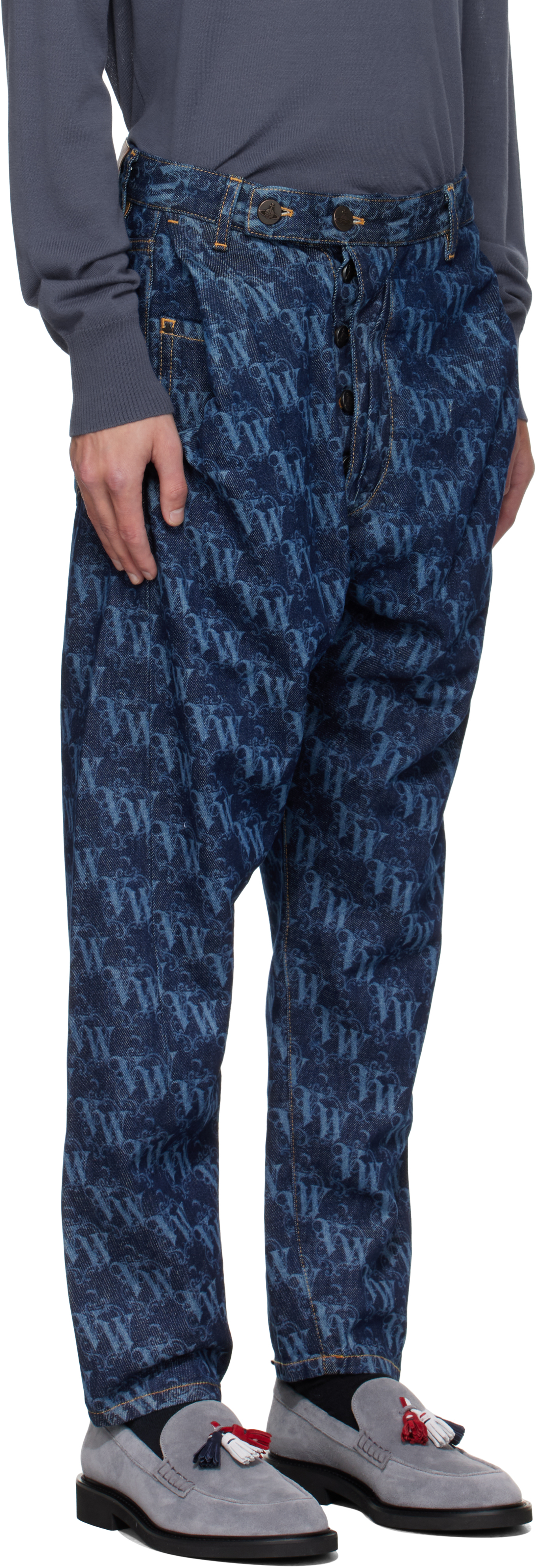 Vivienne Westwood Printed Trousers With Pockets And Loops In Blue