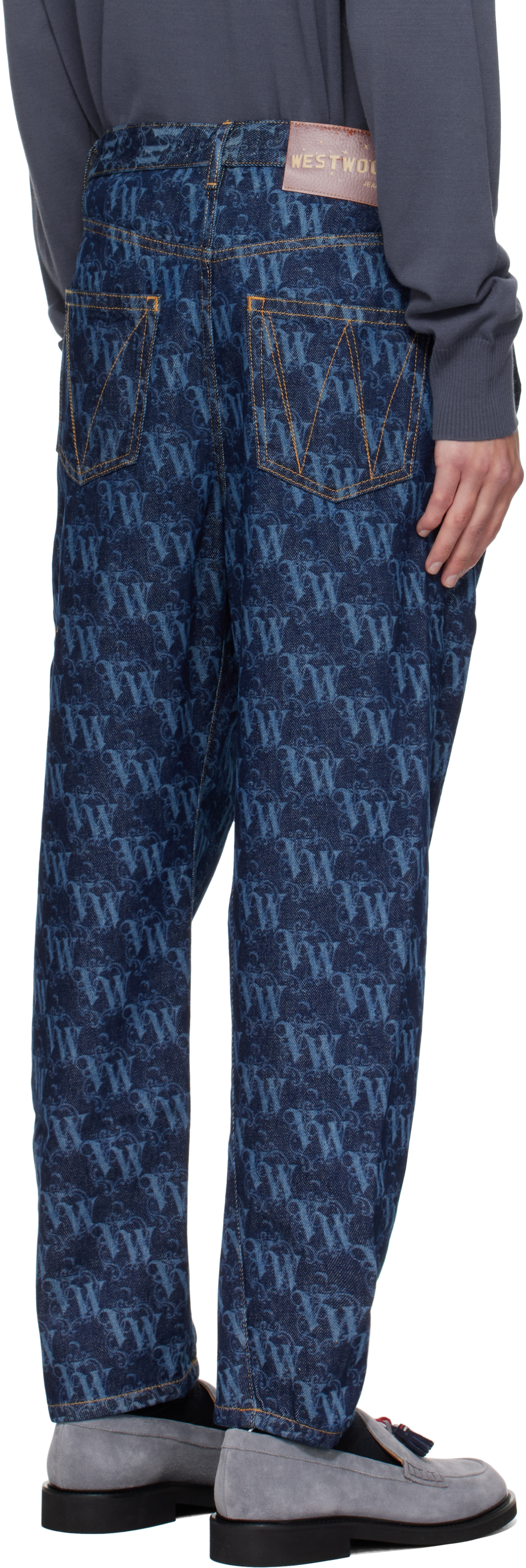 Vivienne Westwood Printed Trousers With Pockets And Loops In Blue