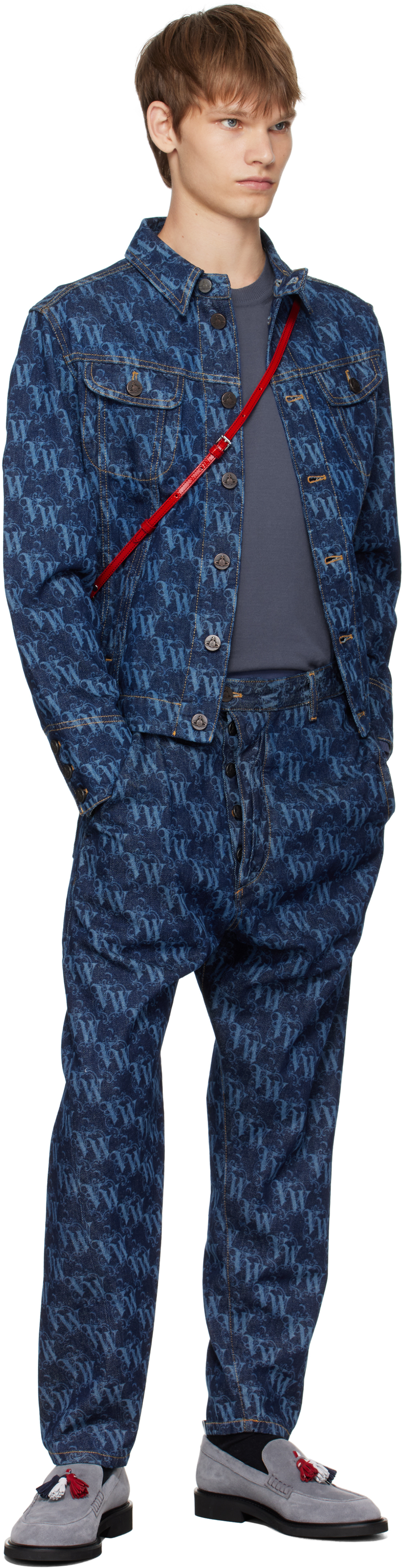 Vivienne Westwood Printed Trousers With Pockets And Loops In Blue