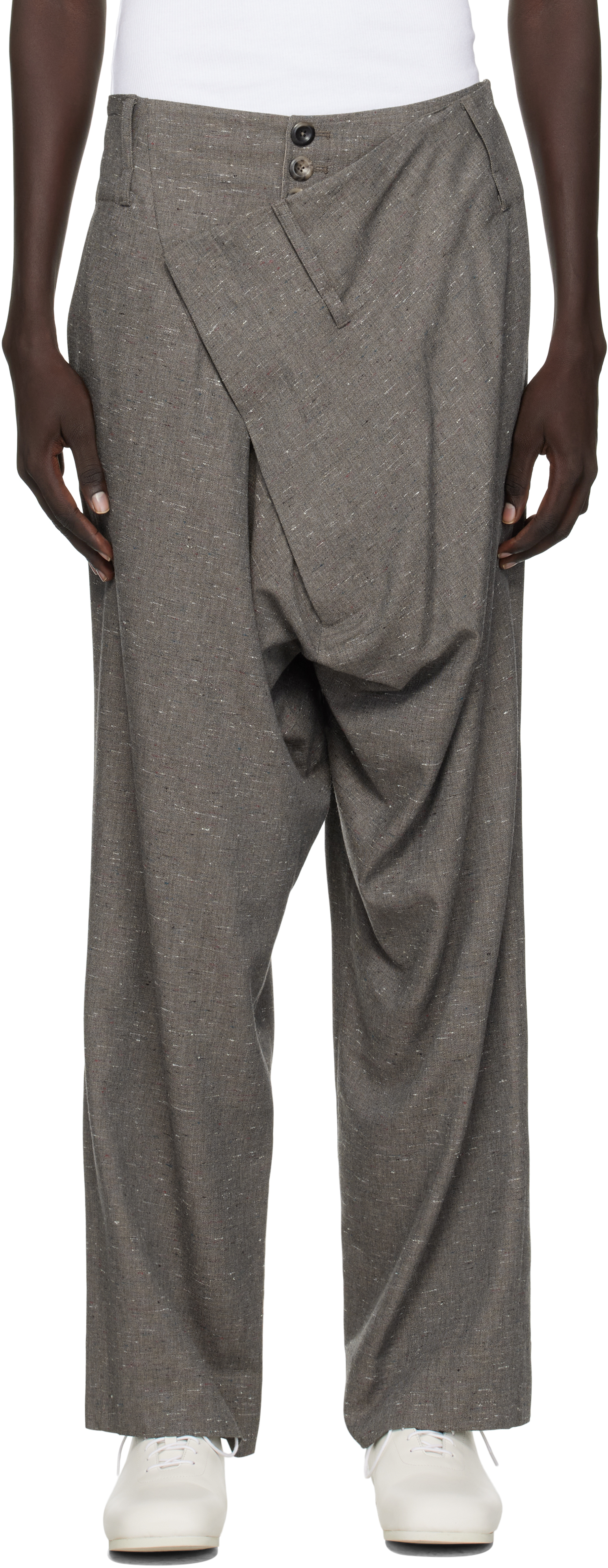 Vivienne Westwood Asymmetric Fastened Straight Leg Trousers In Gray