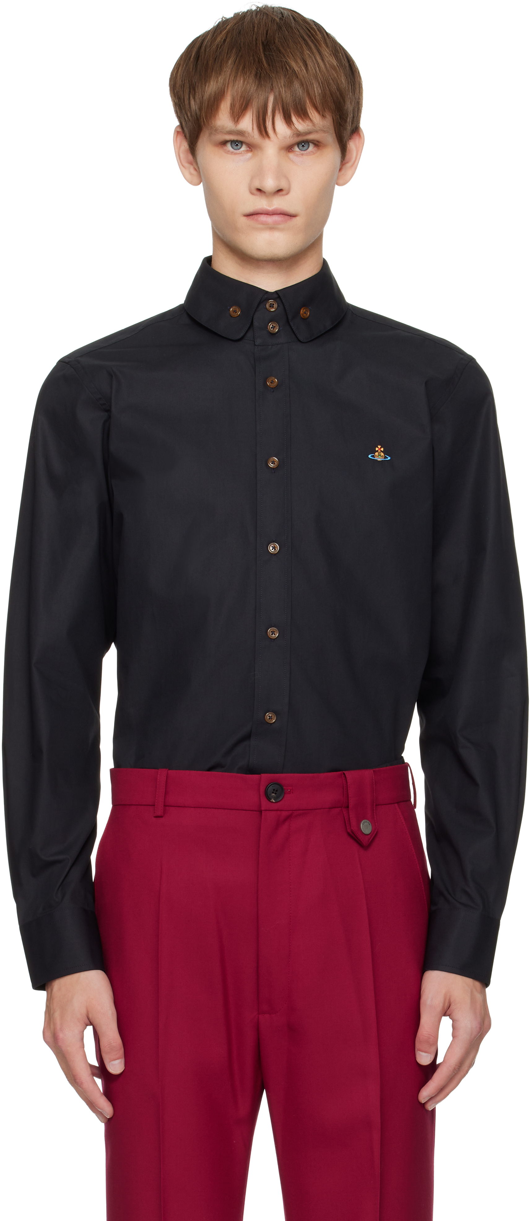 Vivienne Westwood Black Two Button Krall Shirt In Black
