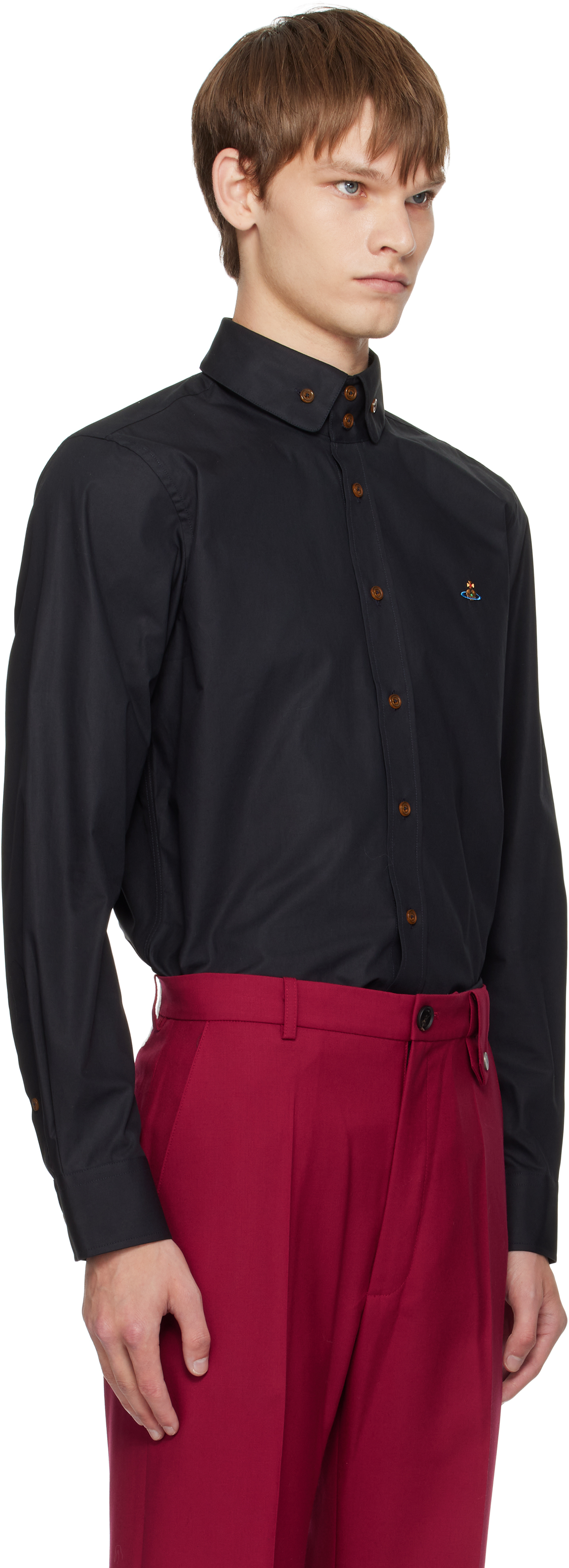 Vivienne Westwood Black Two Button Krall Shirt In Black
