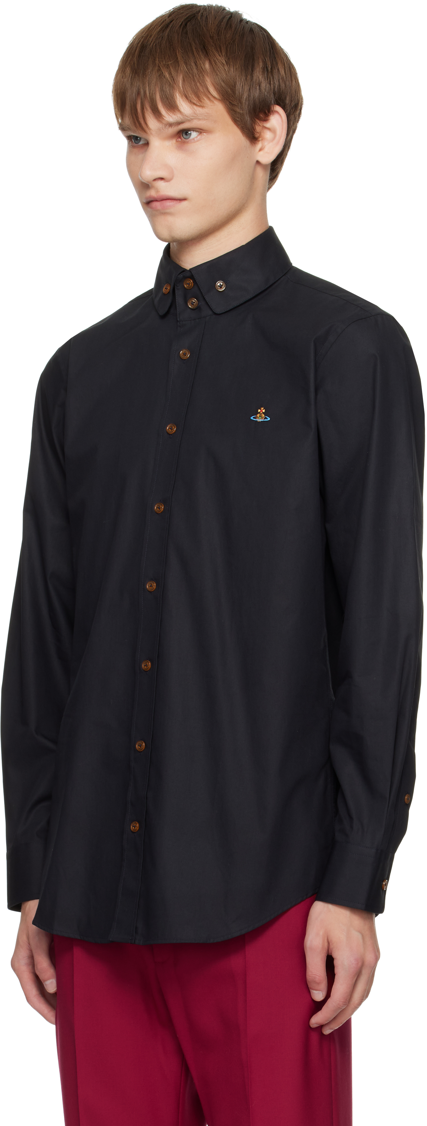 Vivienne Westwood Black Two Button Krall Shirt In Black