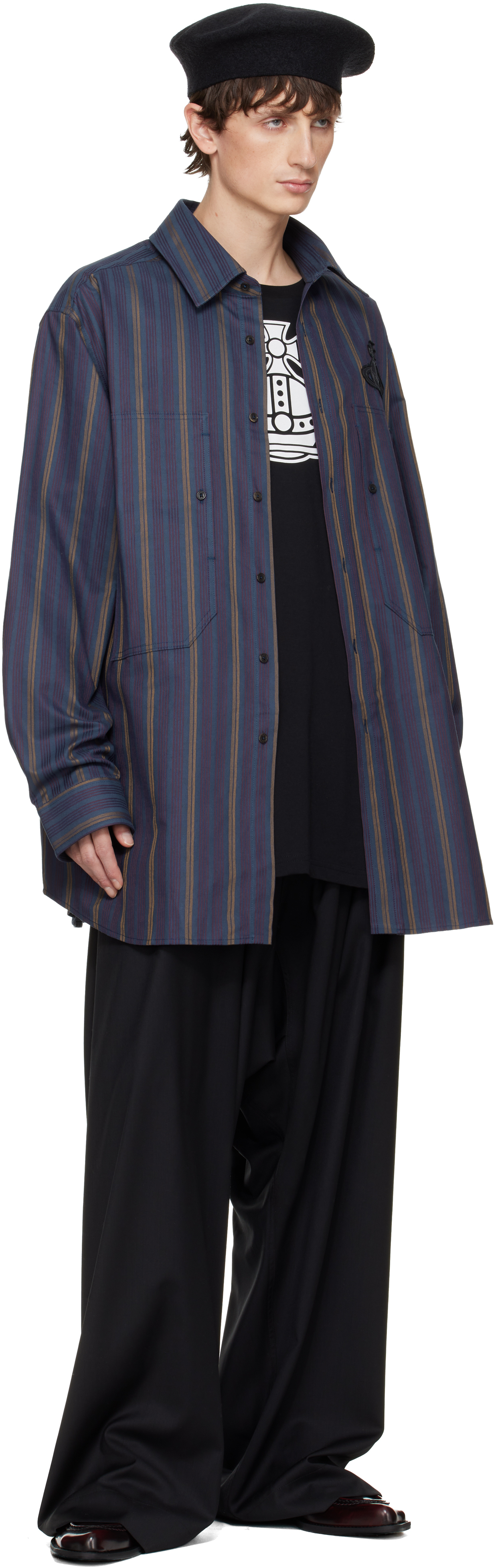 Vivienne Westwood Orb-embellishment Stripe-pattern Shirt In Blue