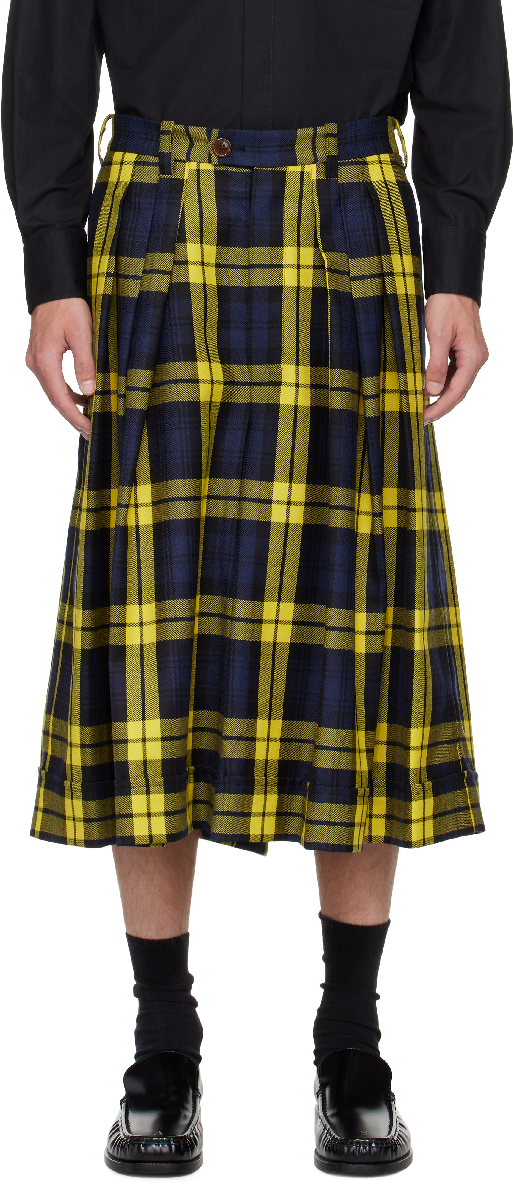 Vivienne Westwood Culottes Moonshine Tartan Navy-yellow S Unisex In Black