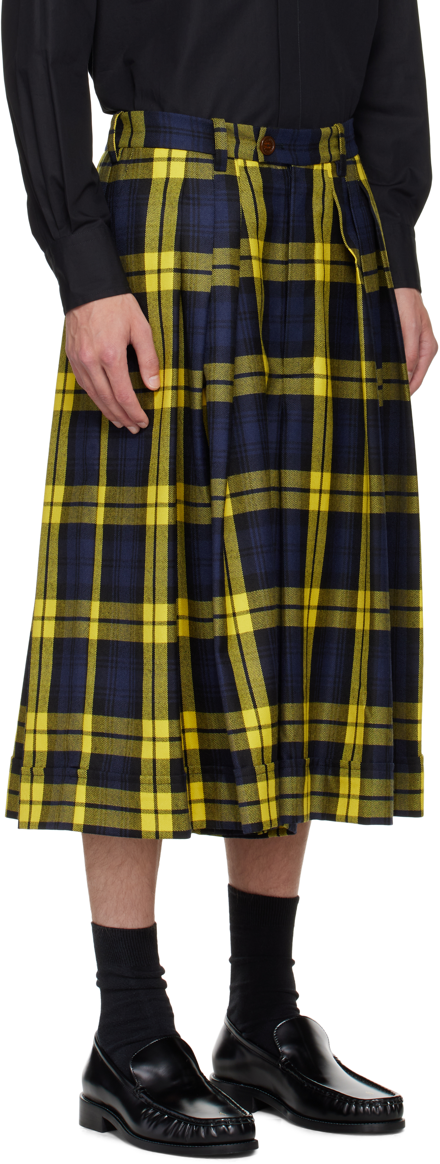Vivienne Westwood Culottes Moonshine Tartan Navy-yellow S Unisex In Black