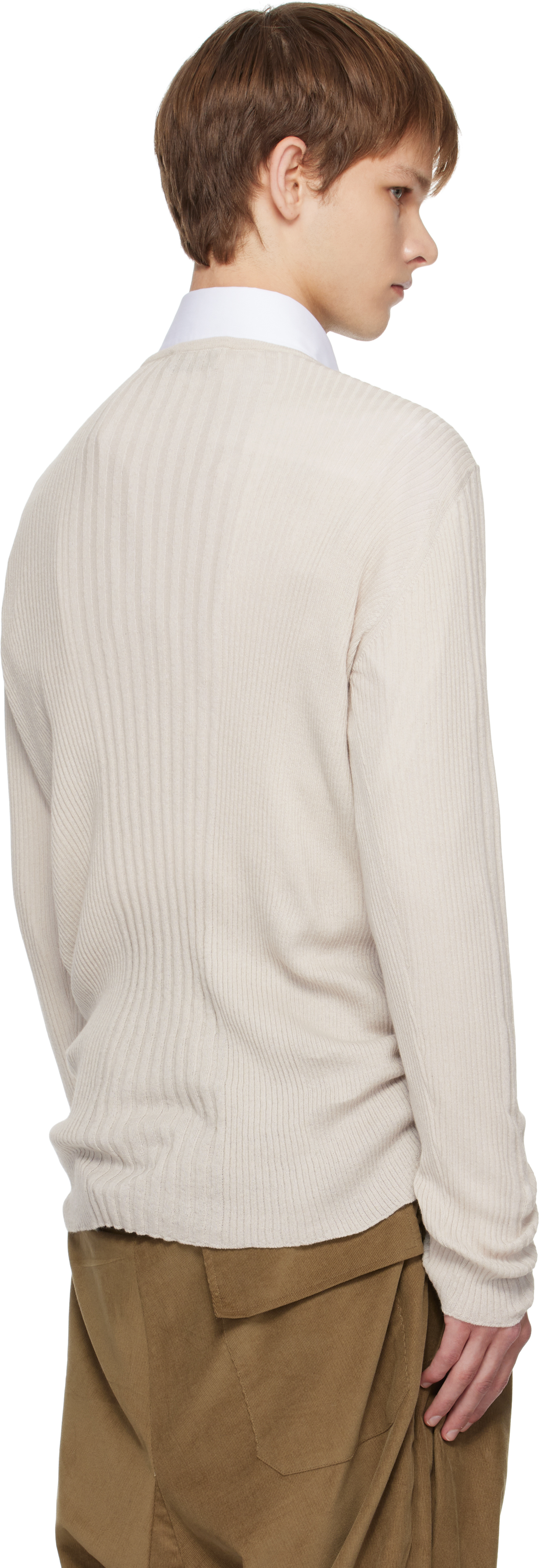 Vivienne Westwood Crewneck Sweater With Asymmetric Button Detail In Neutral