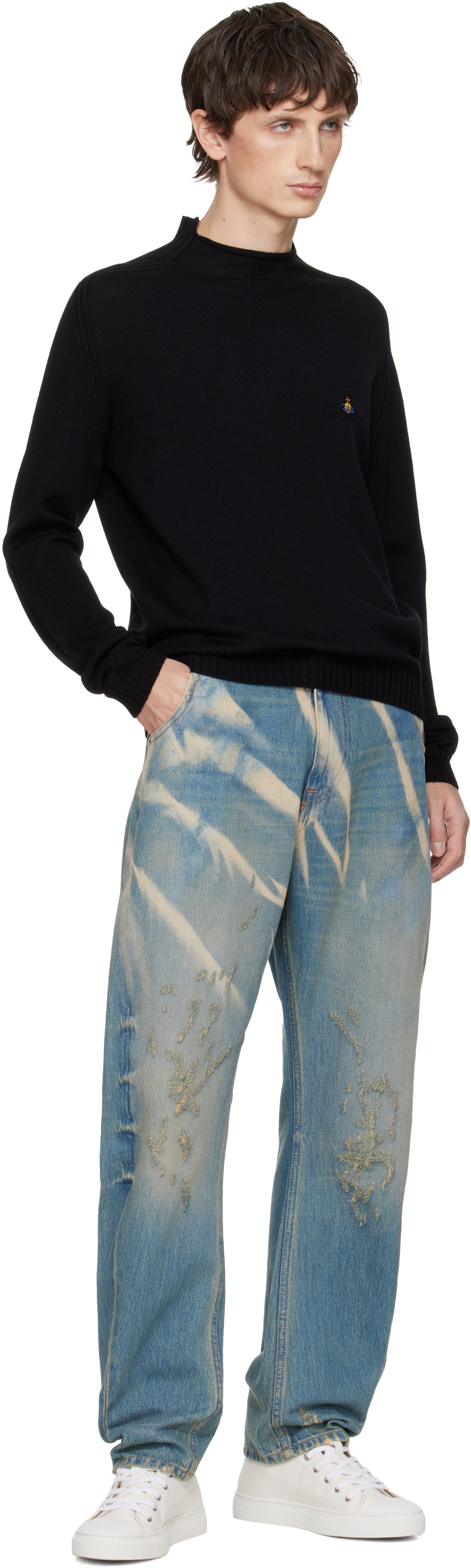 Vivienne Westwood Long Sleeve Mock Neck Knit Sweater In Black