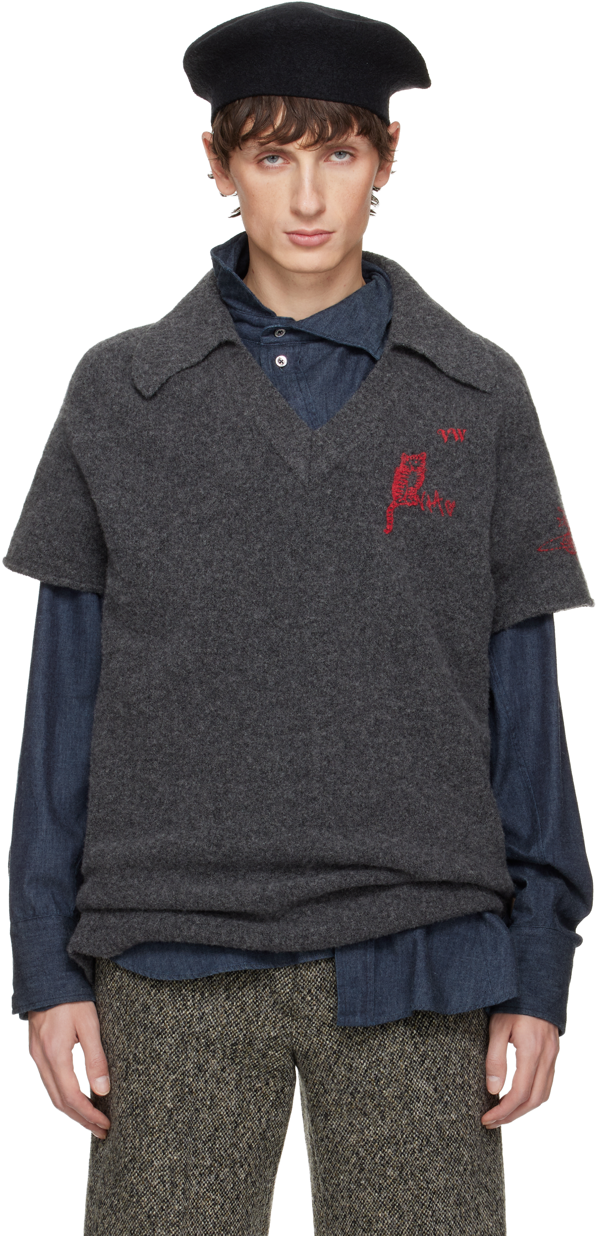 Vivienne Westwood Gray Logo Sweater Vest