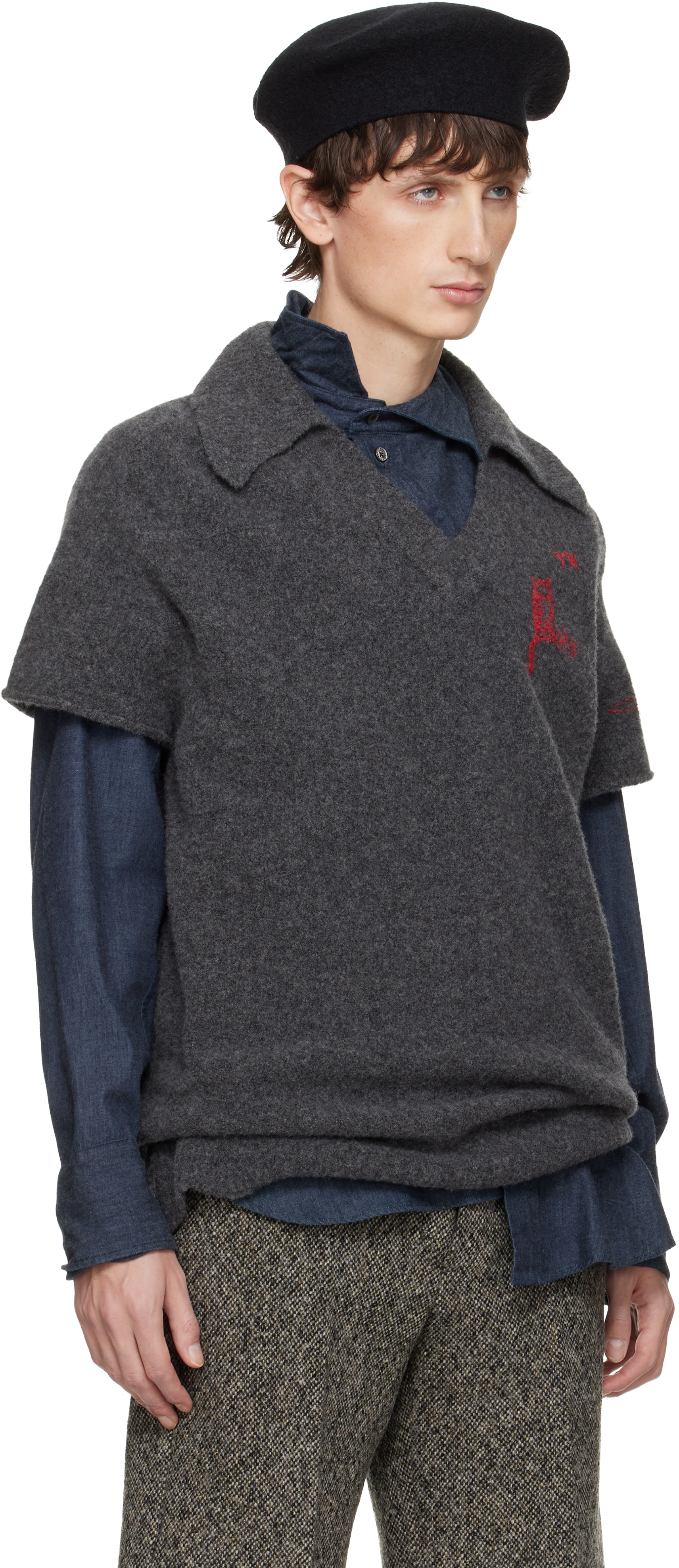 Vivienne Westwood Gray Logo Sweater Vest In Gray