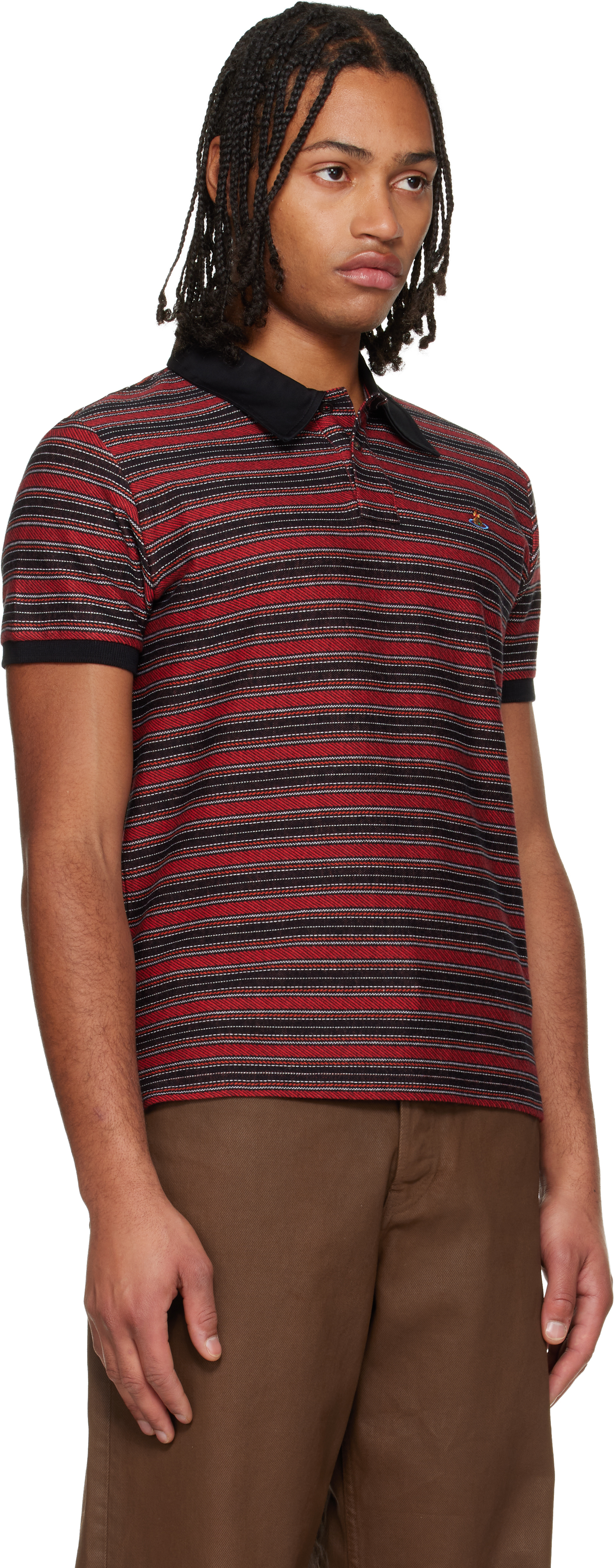 Vivienne Westwood Multicolor Polo Shirt With Orb Decoration On The Chest And All-over Stripes Motif In Cotton Man