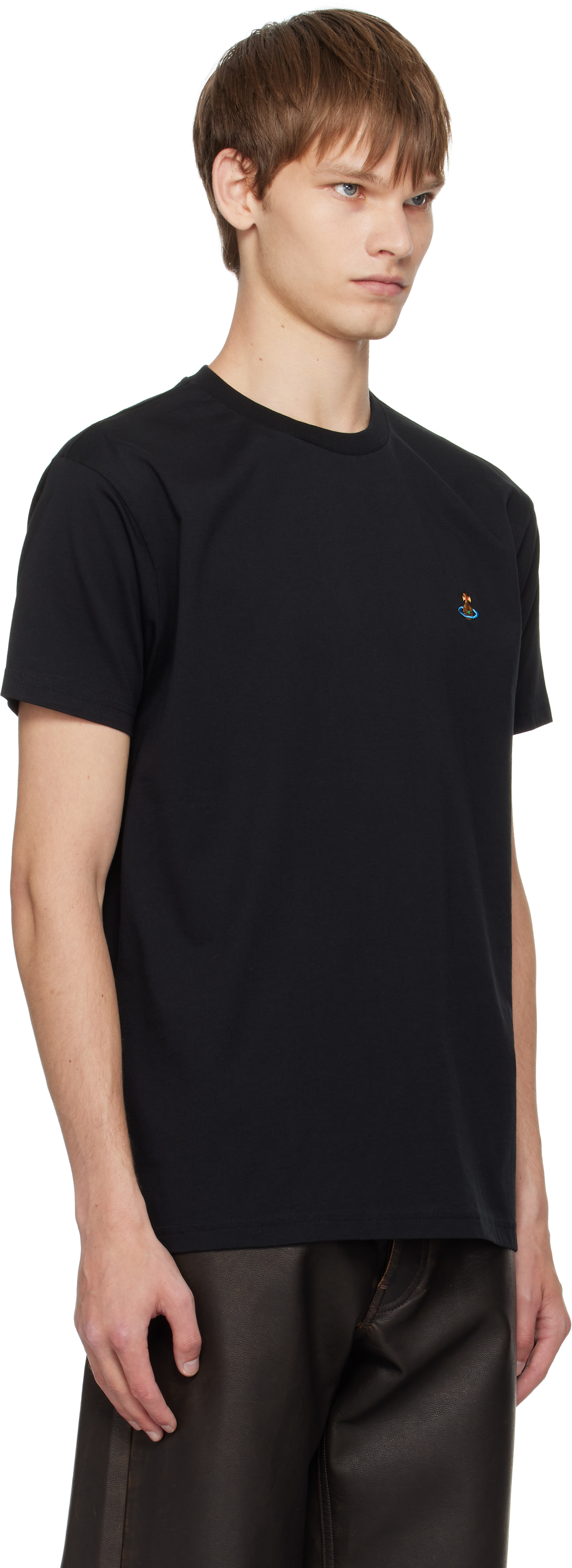 Vivienne Westwood Organic Cotton T-shirt With Signature Orb Logo In Black