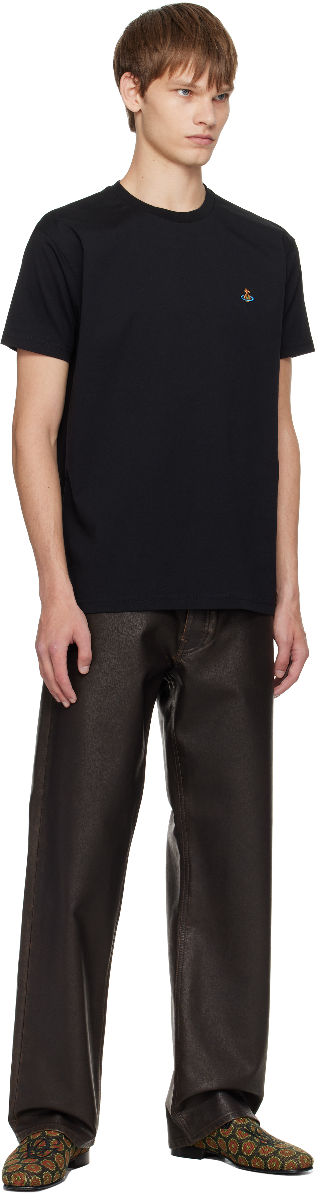Vivienne Westwood Organic Cotton T-shirt With Signature Orb Logo In Black