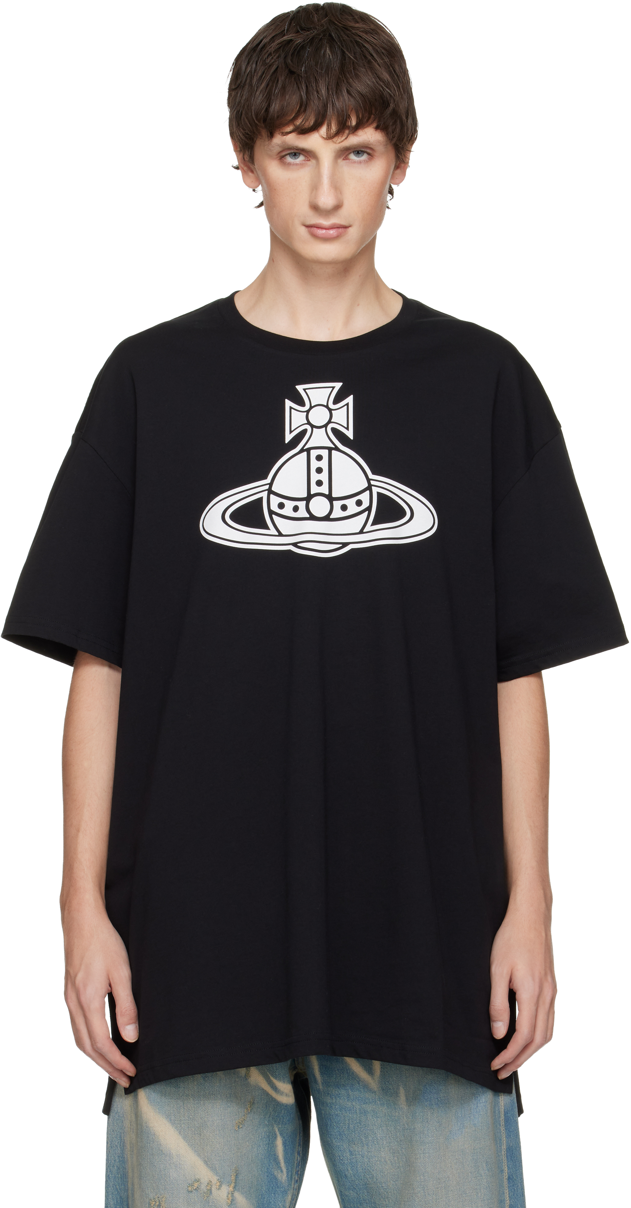 Vivienne Westwood Black Paris Orb Oversized T-shirt In Black