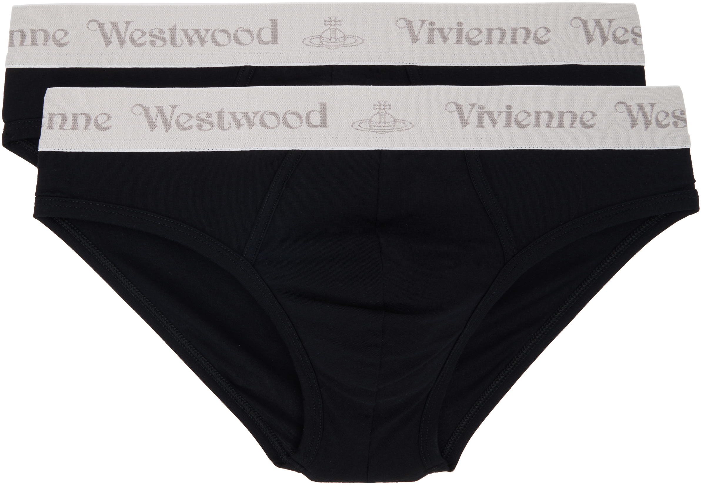 Two-Pack Black Slip Band Briefs by Vivienne Westwood on Sale