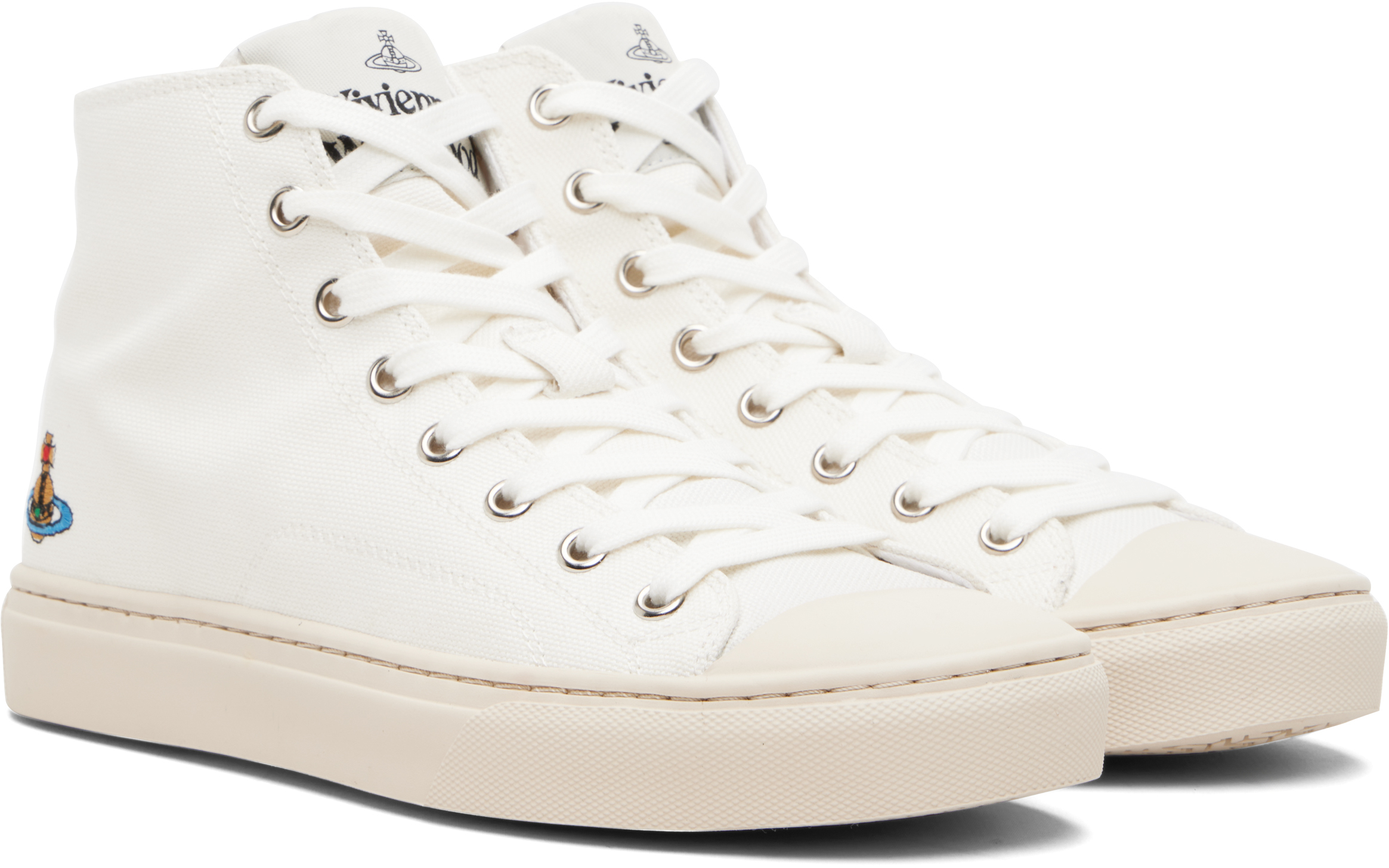 Vivienne Westwood White High Top Plimsoll Sneakers In White