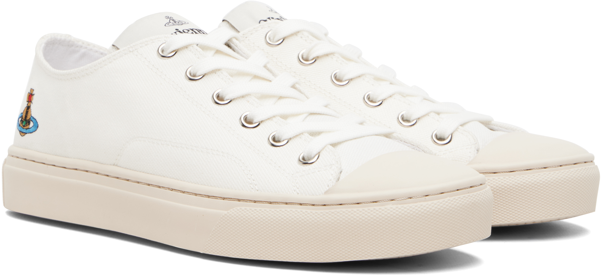 Vivienne Westwood White Low Top Plimsoll Sneakers In White