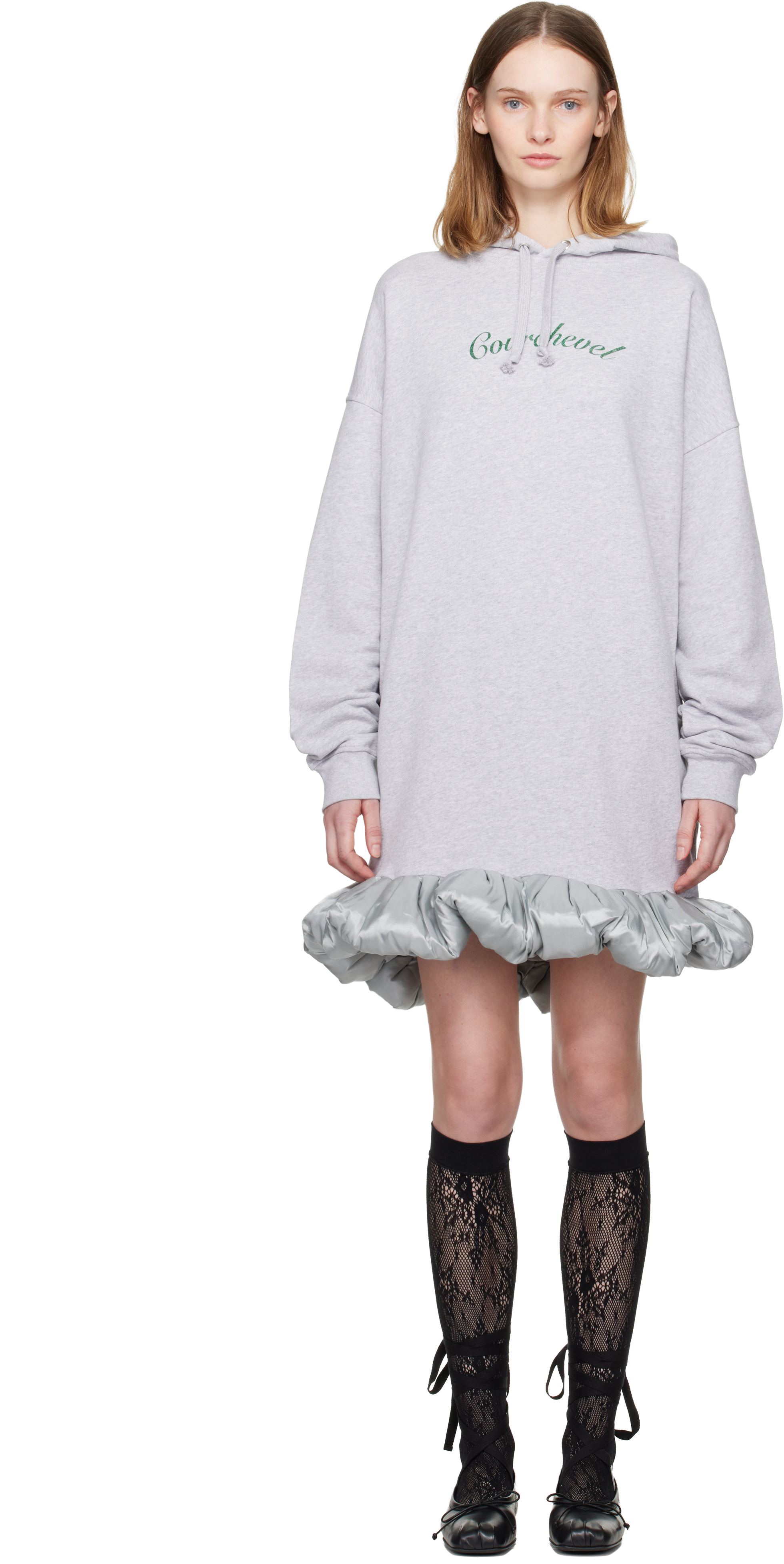 Laura Andraschko Gray 'courchevel' Hoodie Midi Dress In Gray