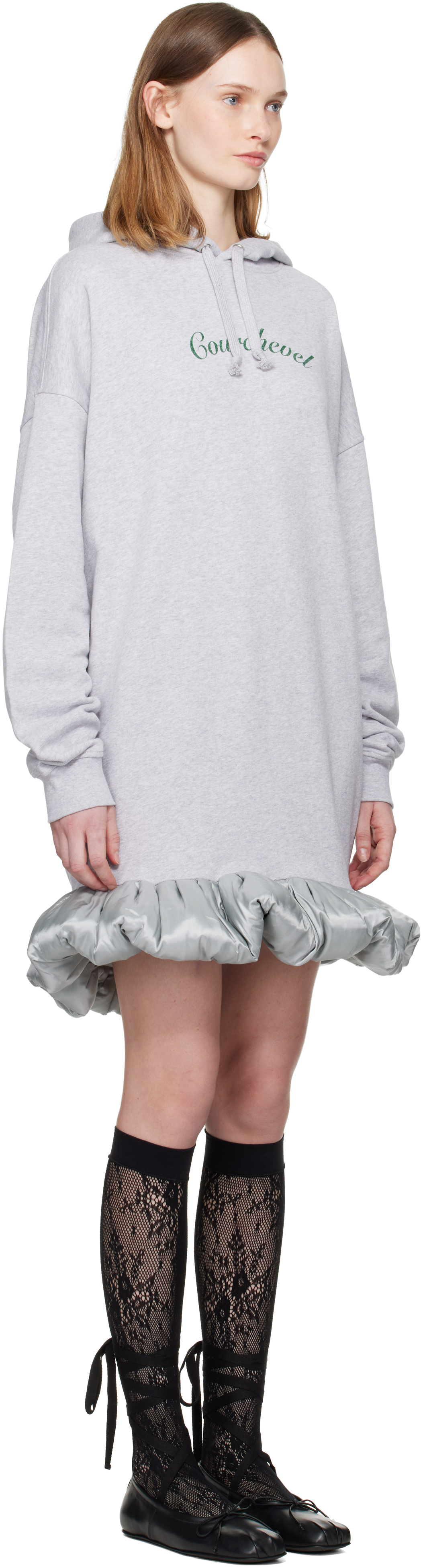 Laura Andraschko Gray 'courchevel' Hoodie Midi Dress In Gray