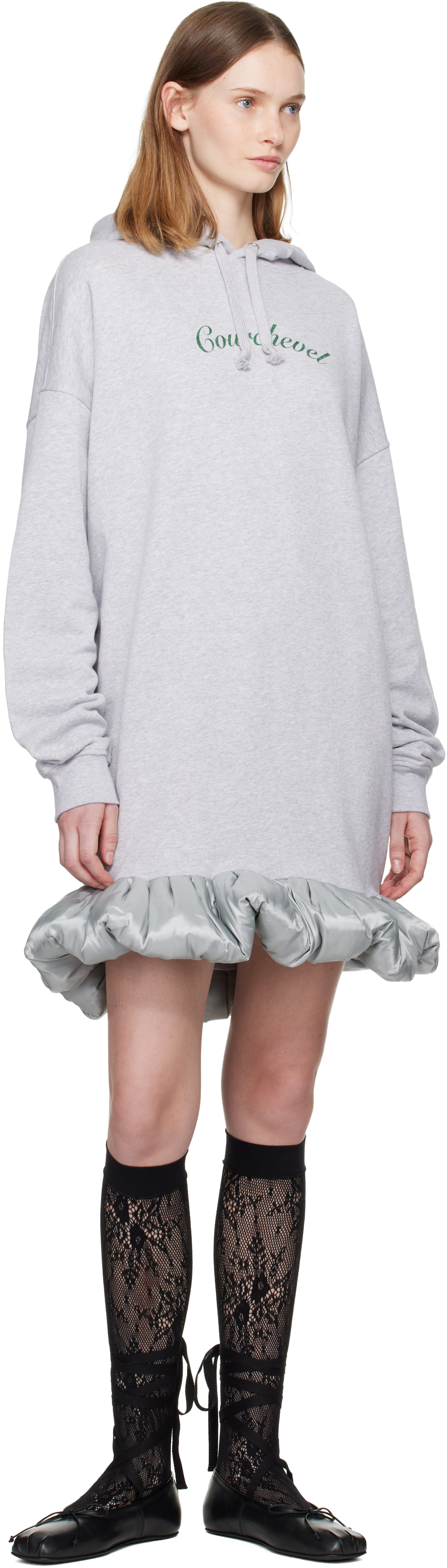 Laura Andraschko Gray 'courchevel' Hoodie Midi Dress In Gray