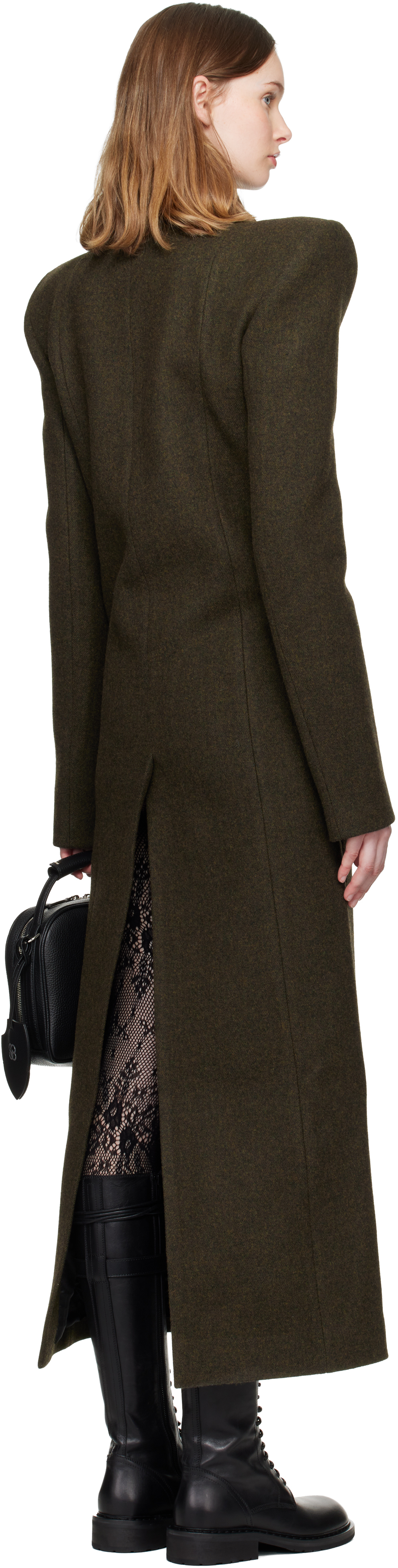 Laura Andraschko Khaki Pagoda Loden Maxi Coat In Green