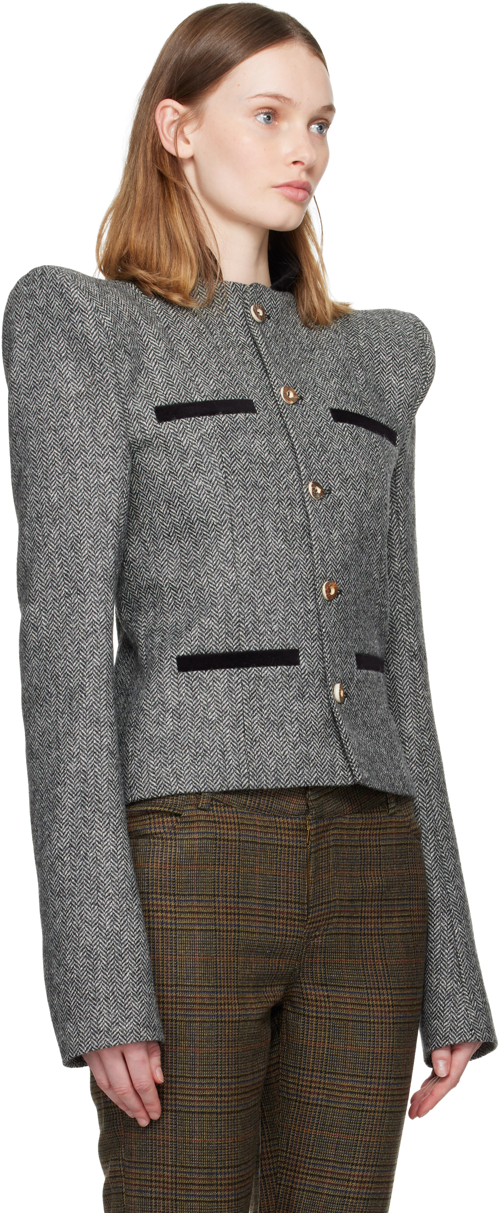 Laura Andraschko Gray Pagoda Loden Jacket In Black