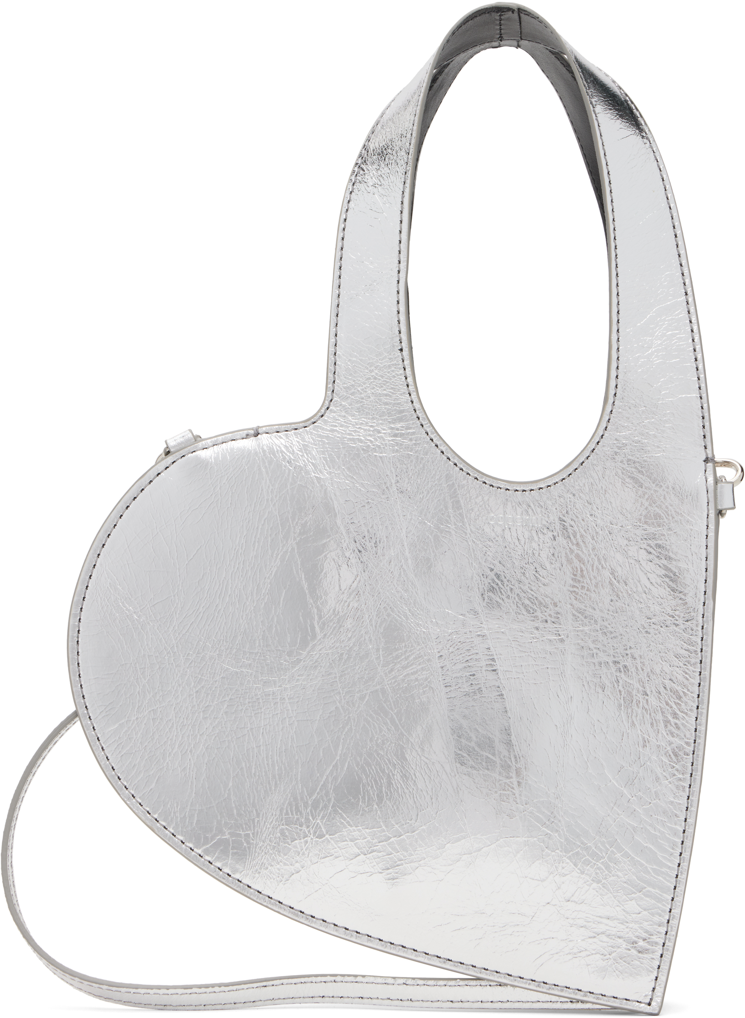 Silver Mini Heart Tote Bag by Coperni on Sale