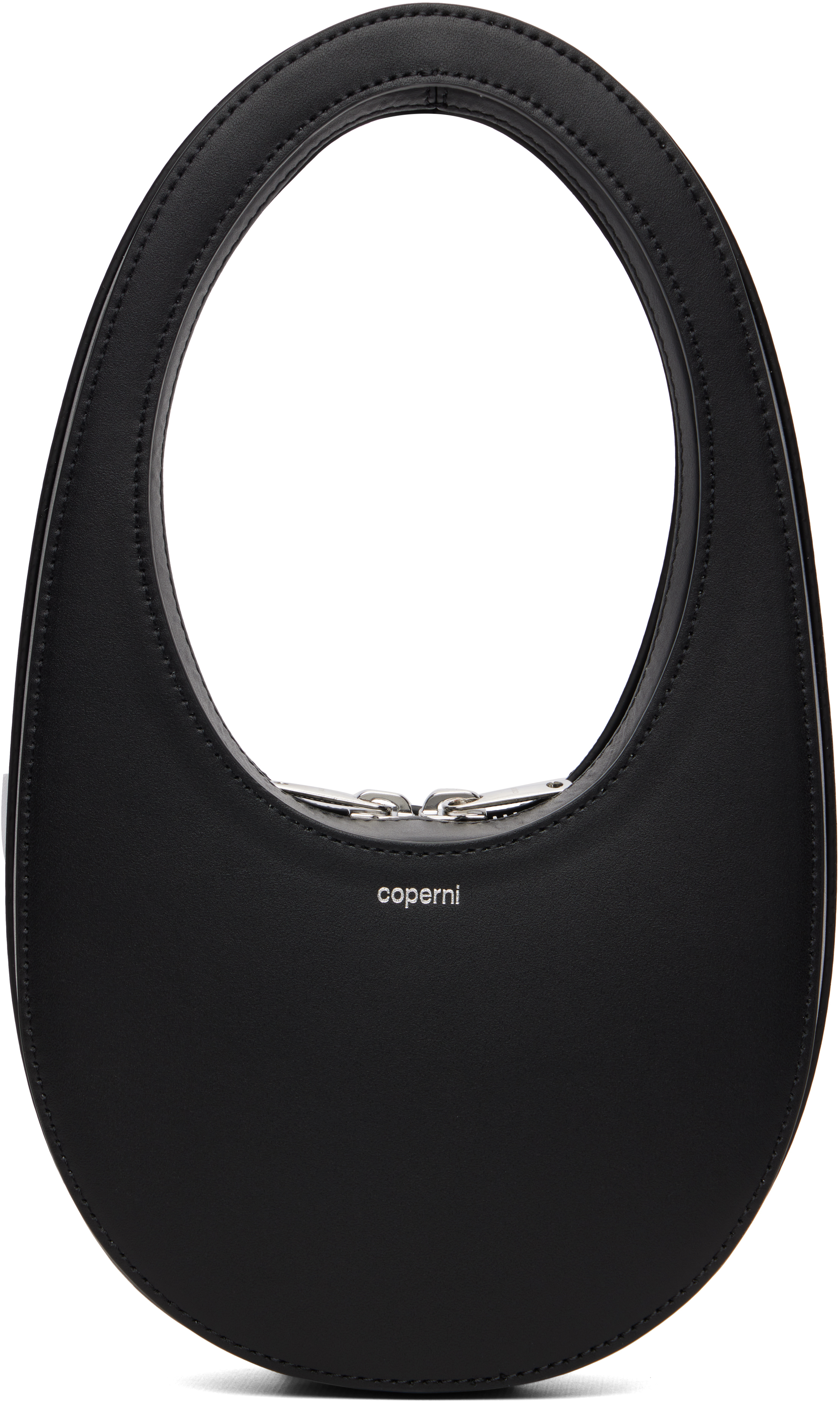 Coperni Leather Shoulder Bag With Croco Print In Black