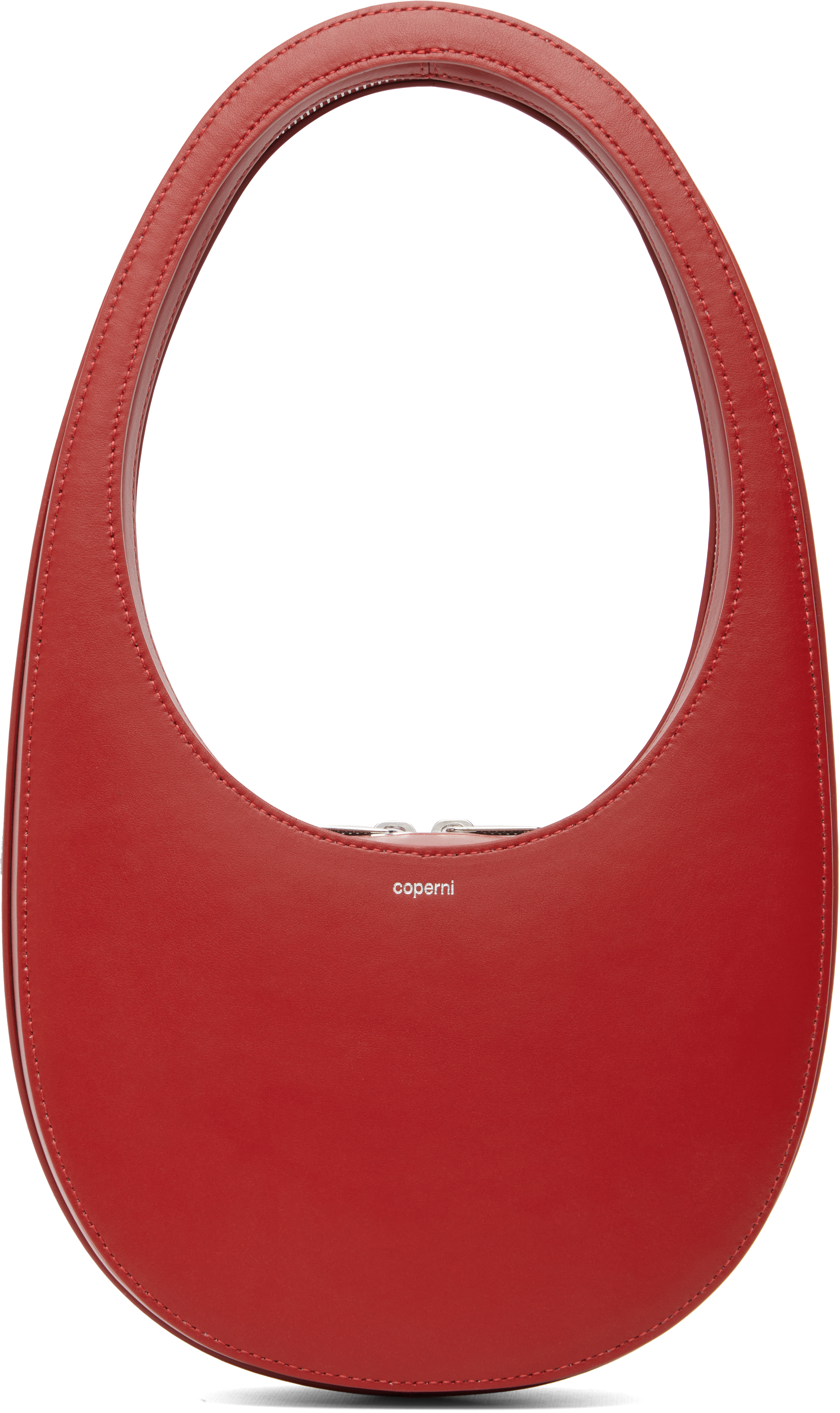 Coperni Swipe Oval-frame Zip Shoulder Bag In Red
