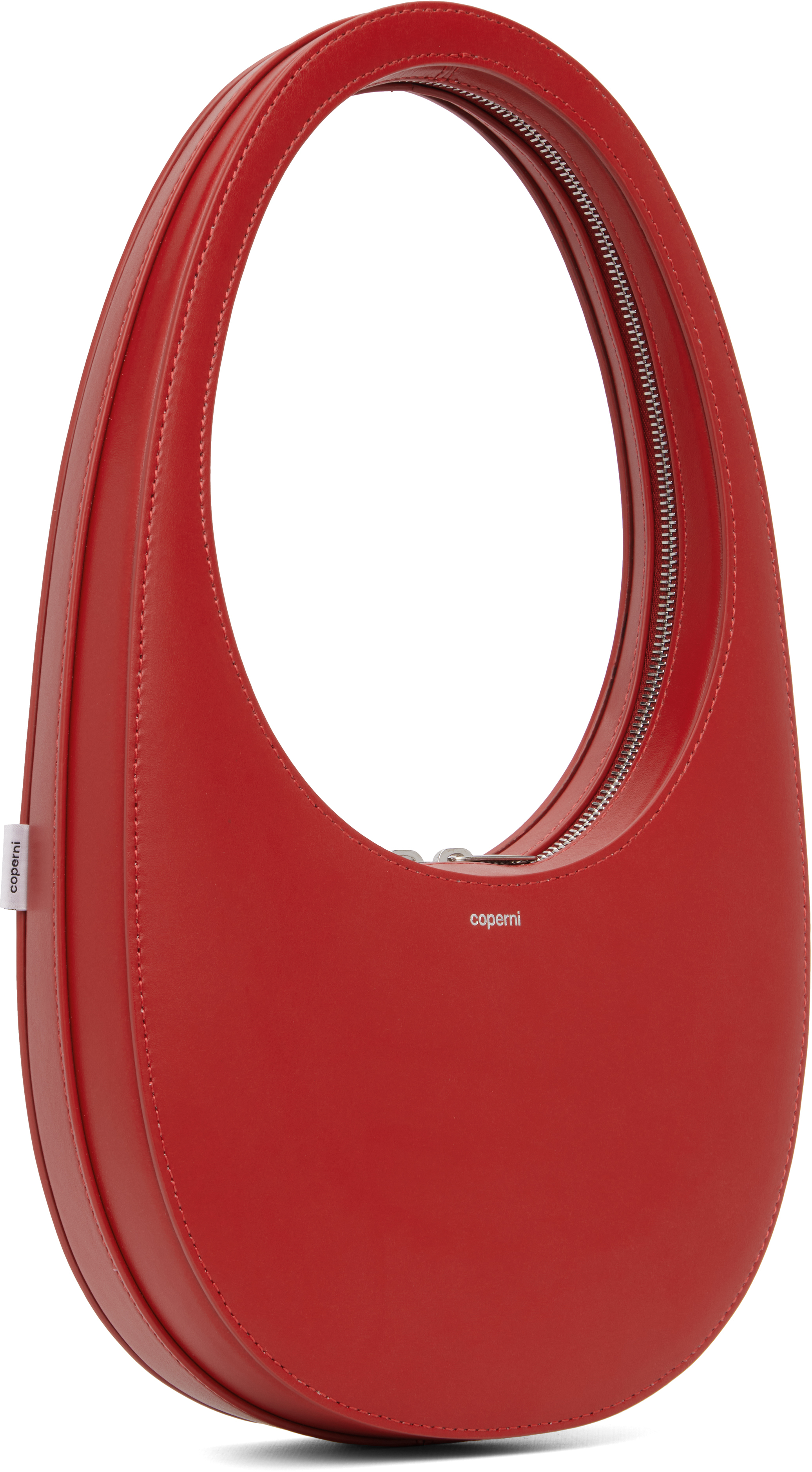 Coperni Swipe Oval-frame Zip Shoulder Bag In Red