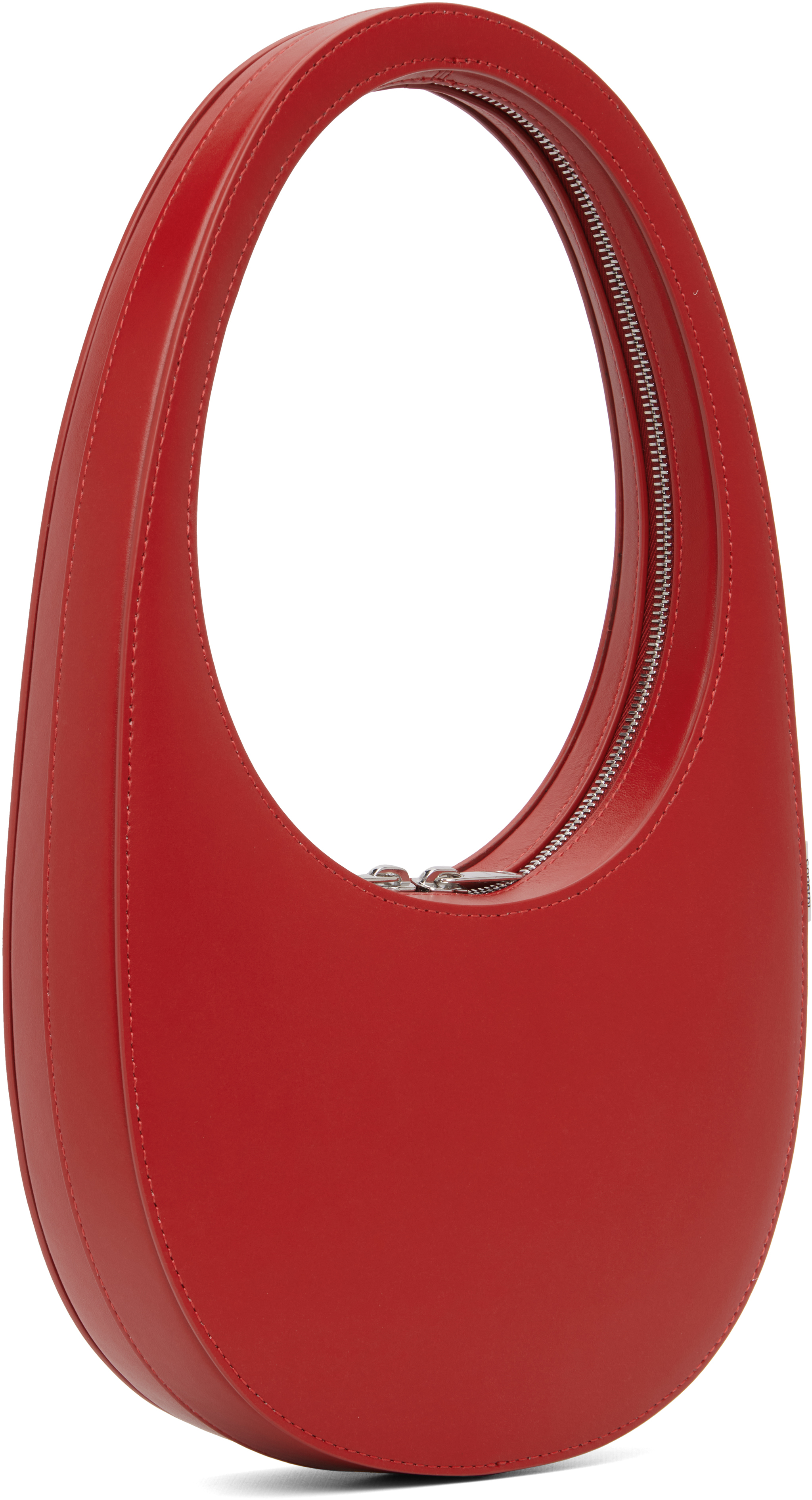 Coperni Swipe Oval-frame Zip Shoulder Bag In Red