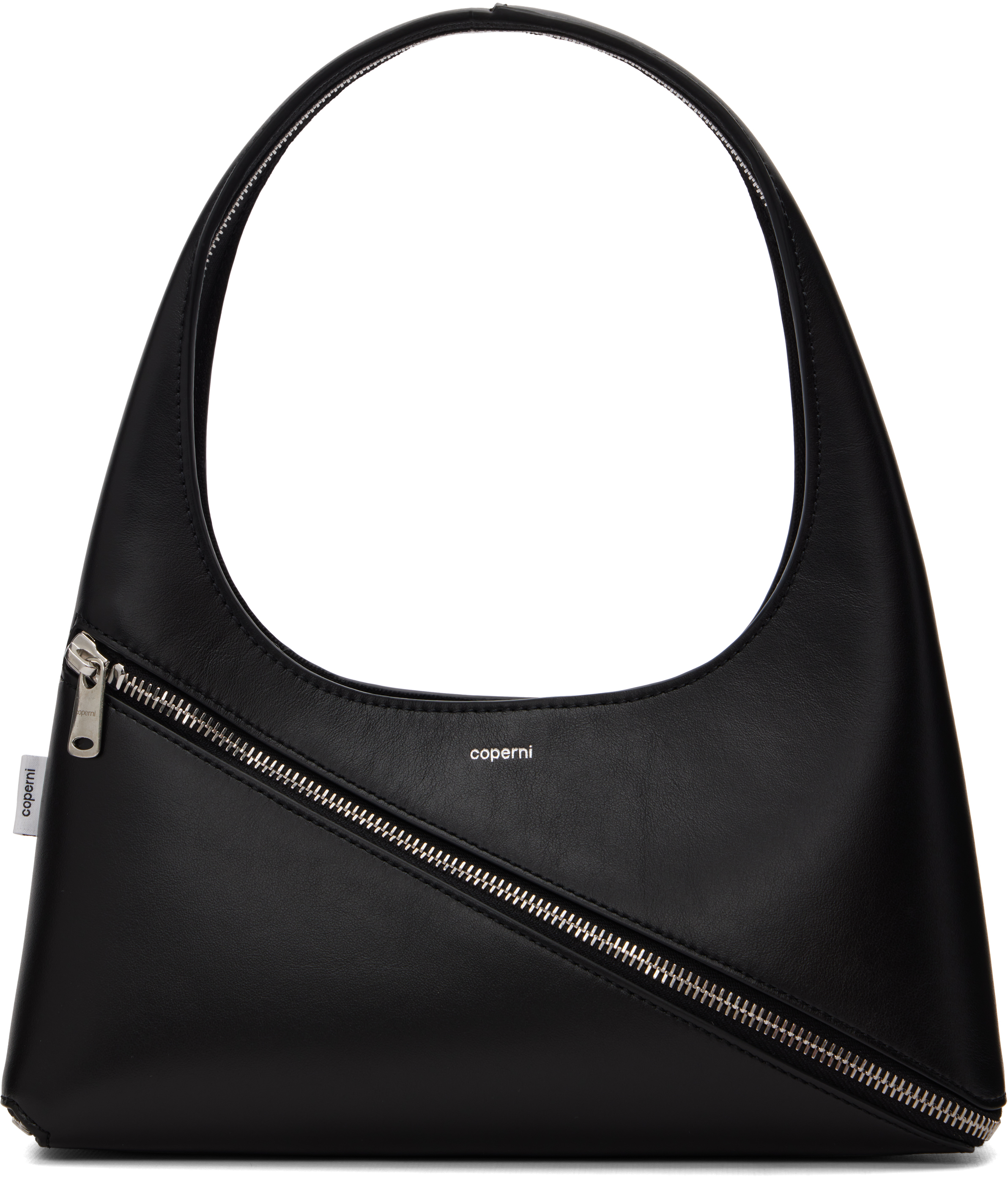 Coperni Curved Handle Structured Shape Smooth Finish Bag In Black