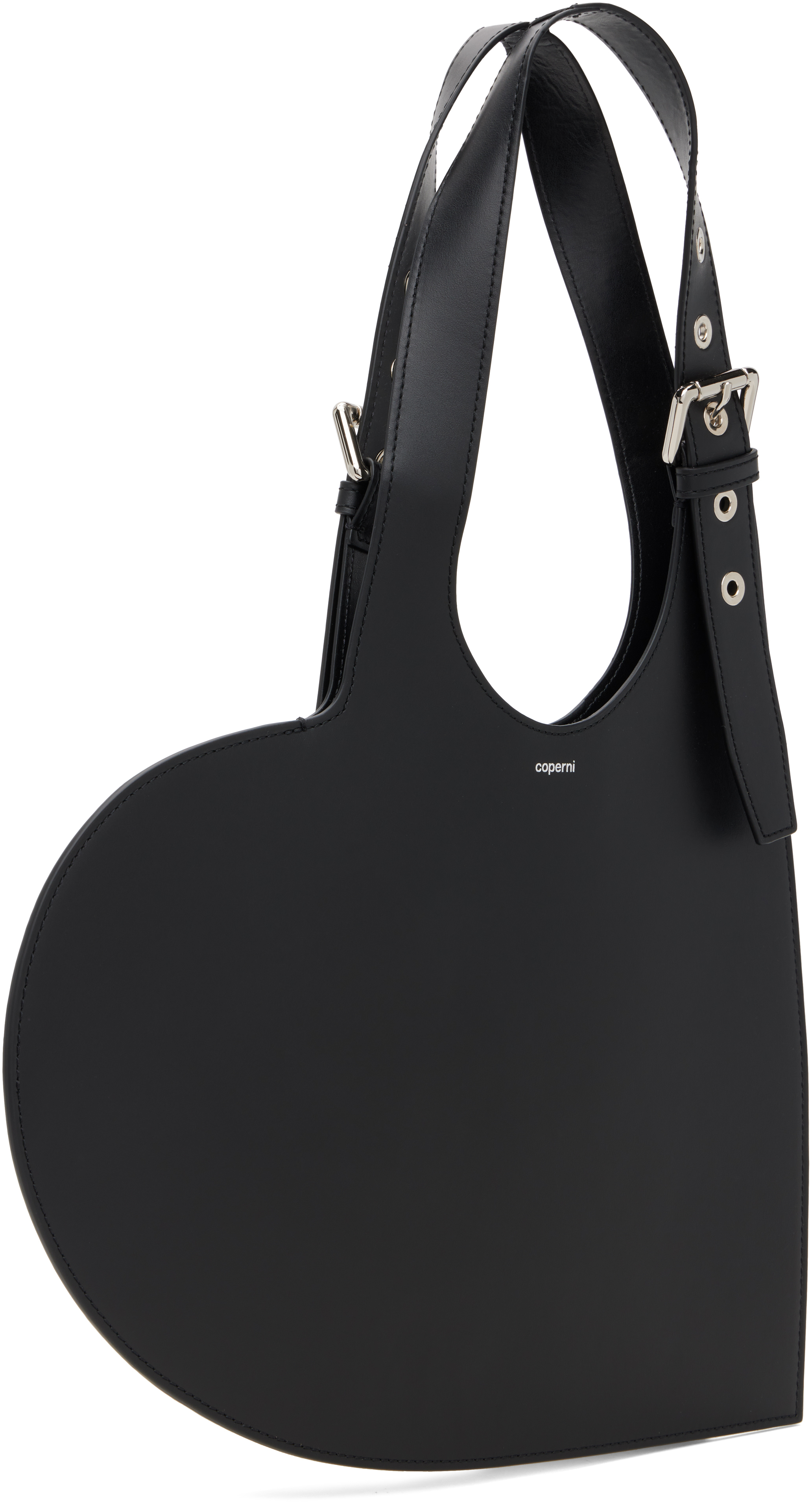 Coperni Heart-shaped Black Calf Leather Tote With Adjustable Handle In Black