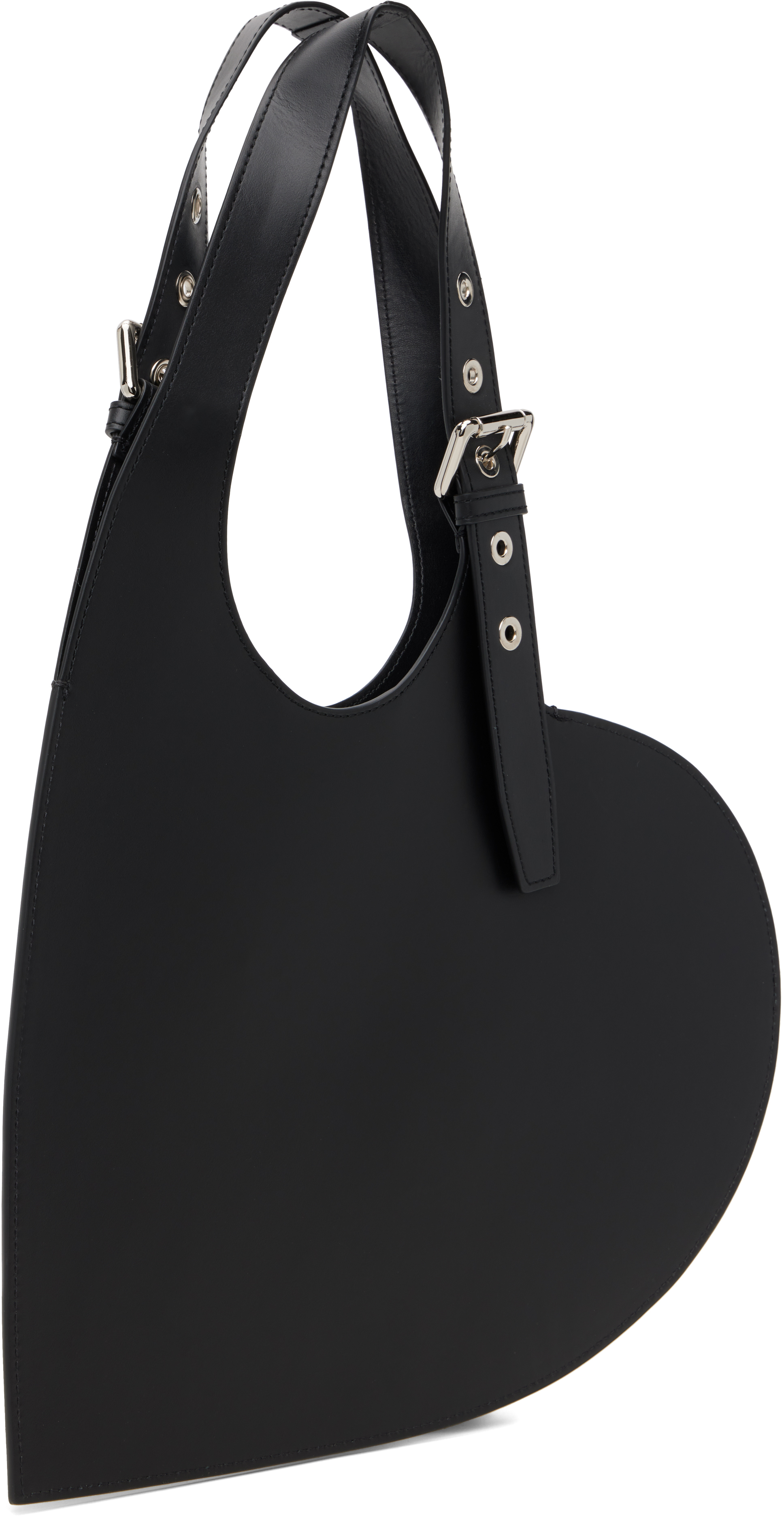 Coperni Heart-shaped Black Calf Leather Tote With Adjustable Handle In Black