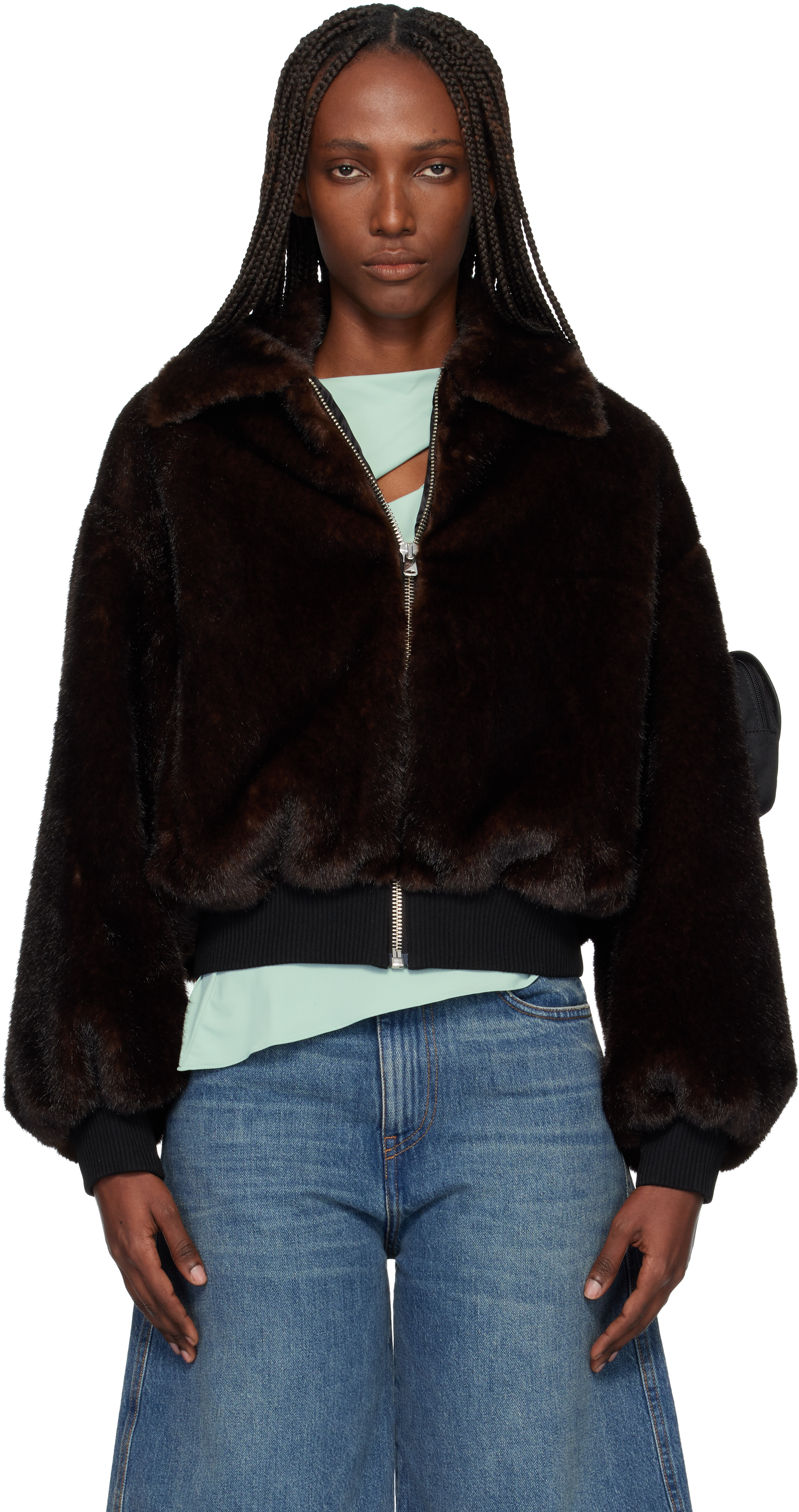Coperni Brown Soft Faux-fur Bomber Jacket