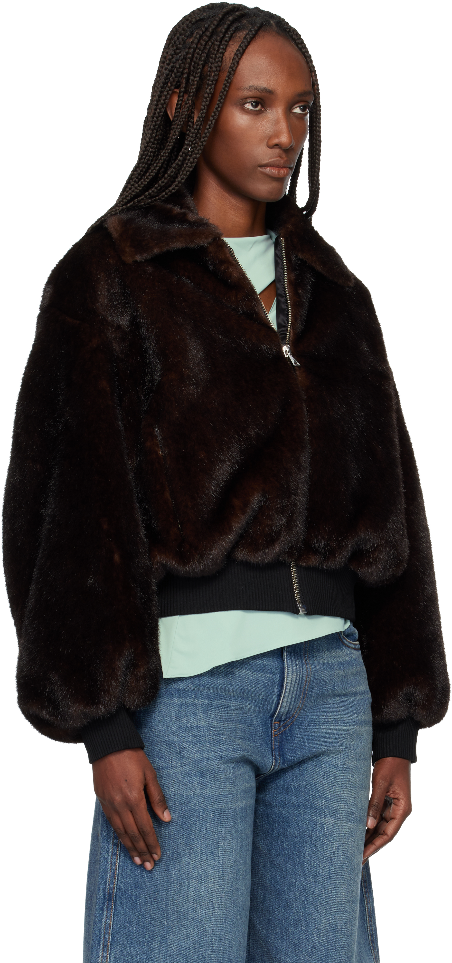 Coperni Brown Soft Faux-fur Bomber Jacket In Brown