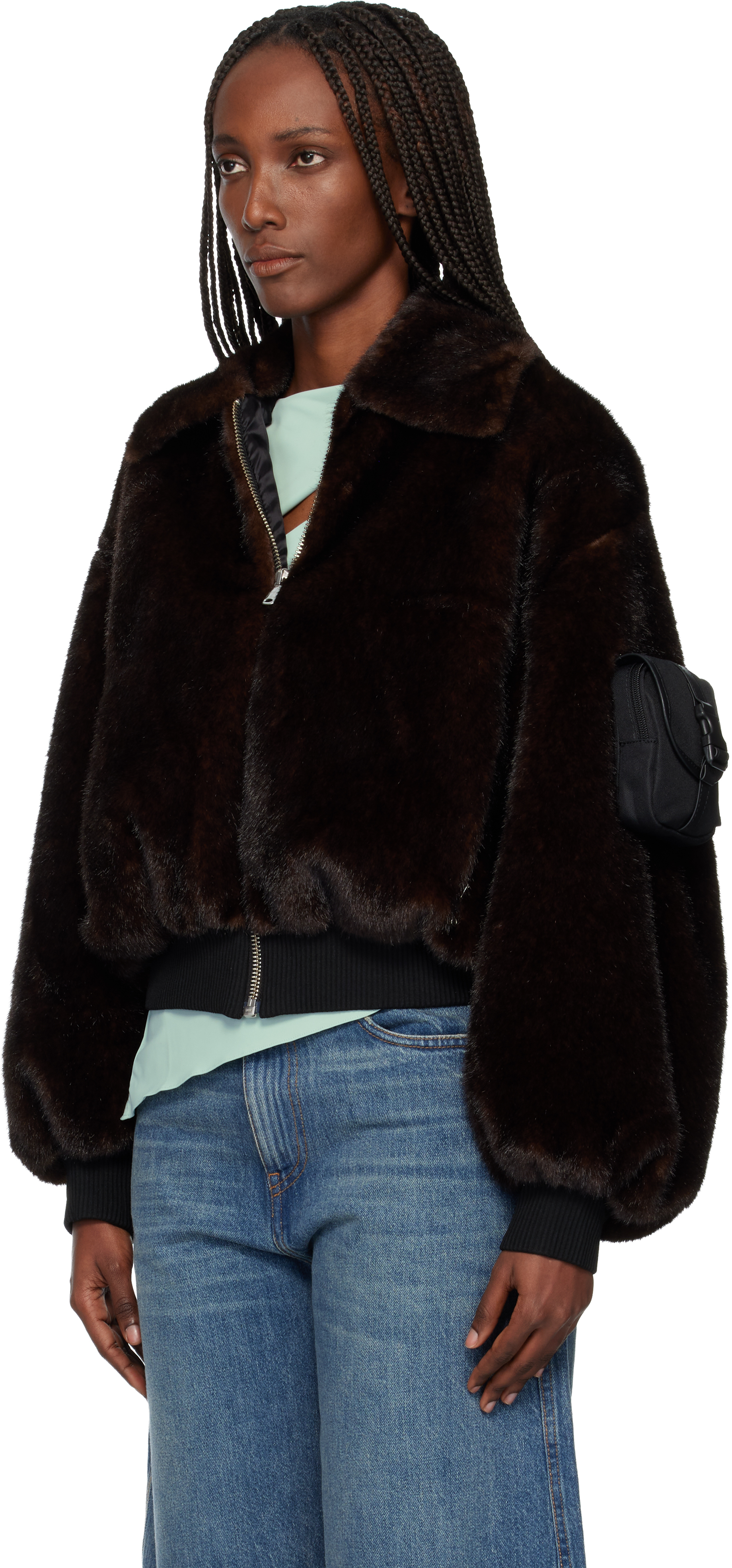 Coperni Brown Soft Faux-fur Bomber Jacket In Brown