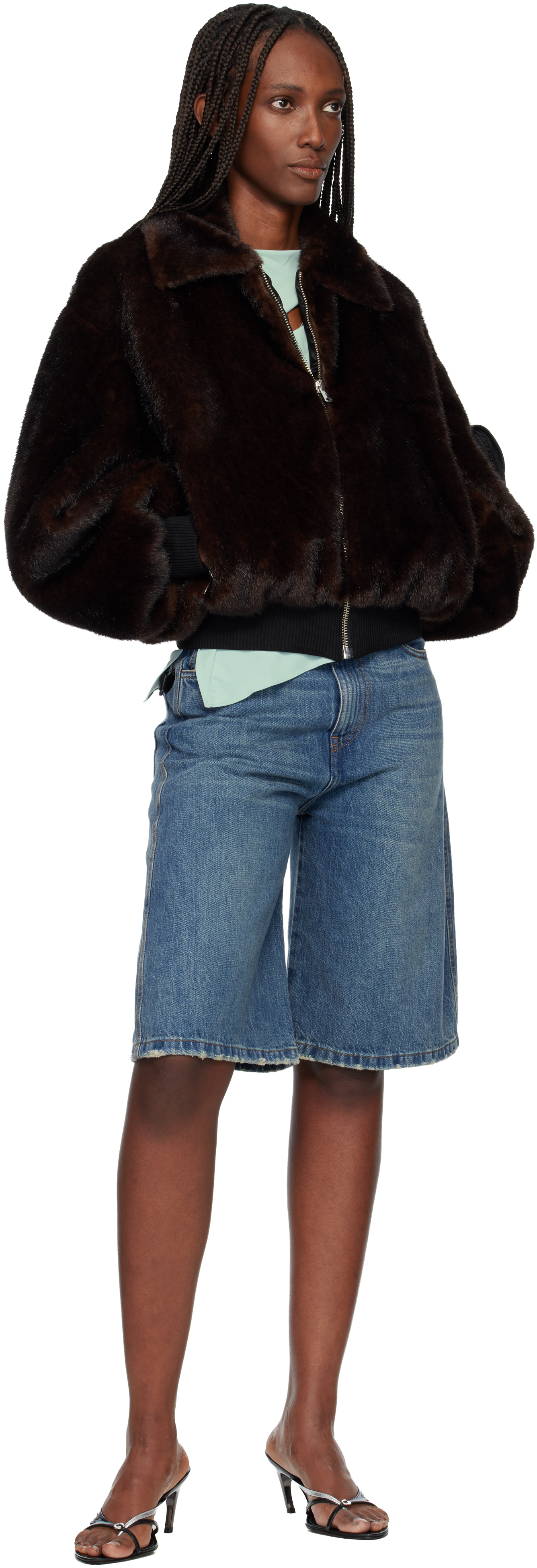 Coperni Brown Soft Faux-fur Bomber Jacket In Brown