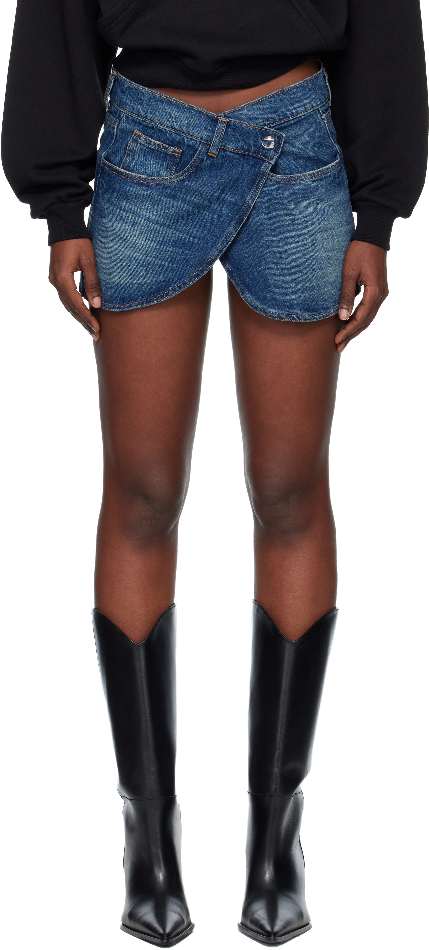 Coperni Blue Wrap Denim Miniskirt