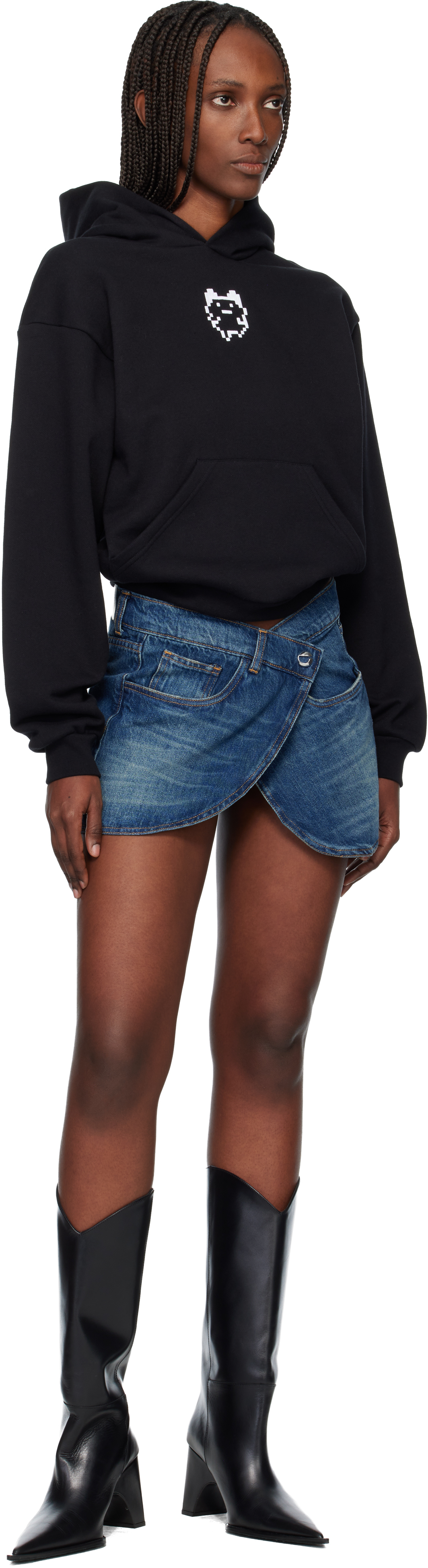 Coperni Blue Wrap Denim Miniskirt In Blue