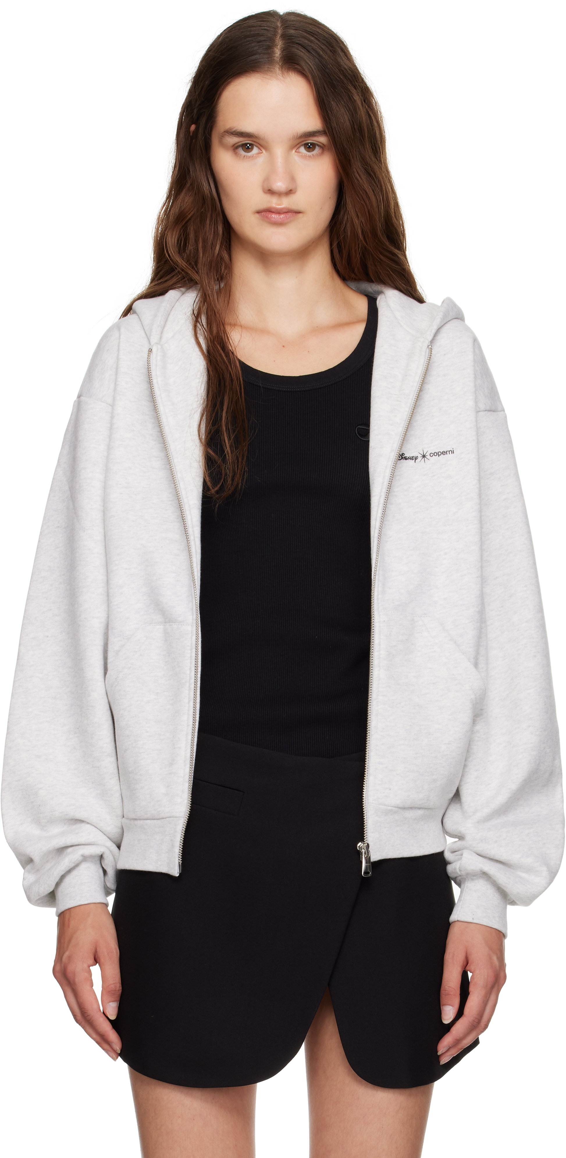 Gray Disney Crown Zip Up Hoodie