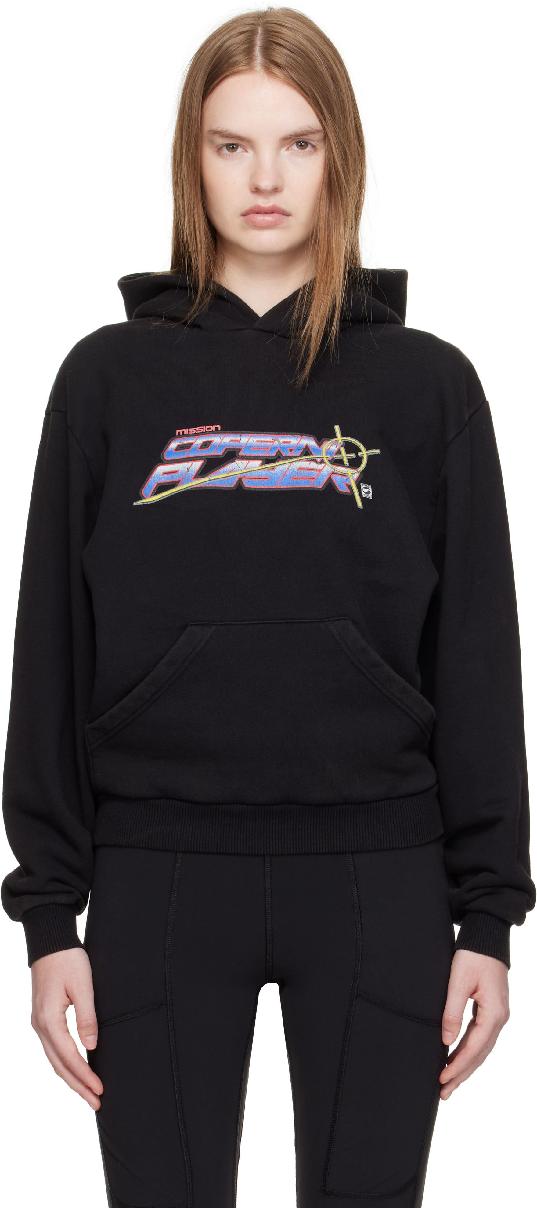 Coperni Graphic Print Hooded Cotton Sweatshirt In Black