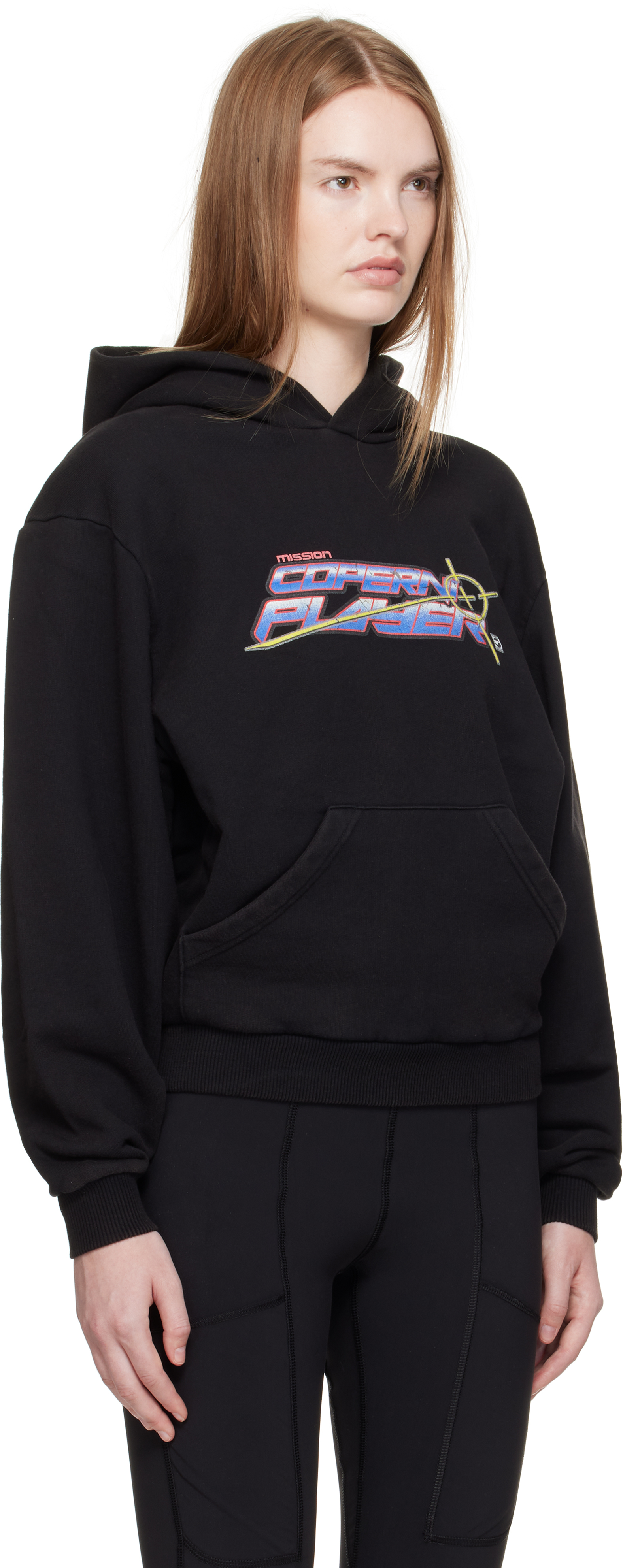 Coperni Graphic Print Hooded Cotton Sweatshirt In Black