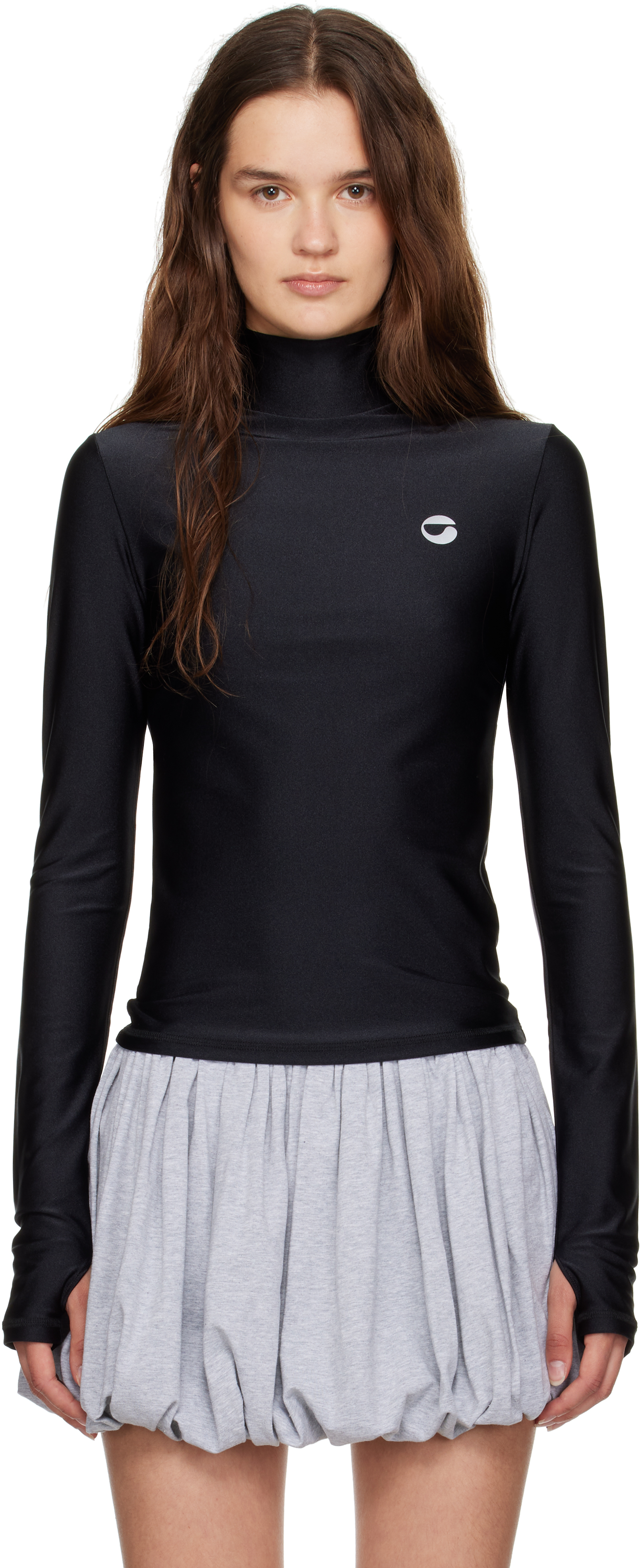 Coperni Black Tight High Neck Top In Black