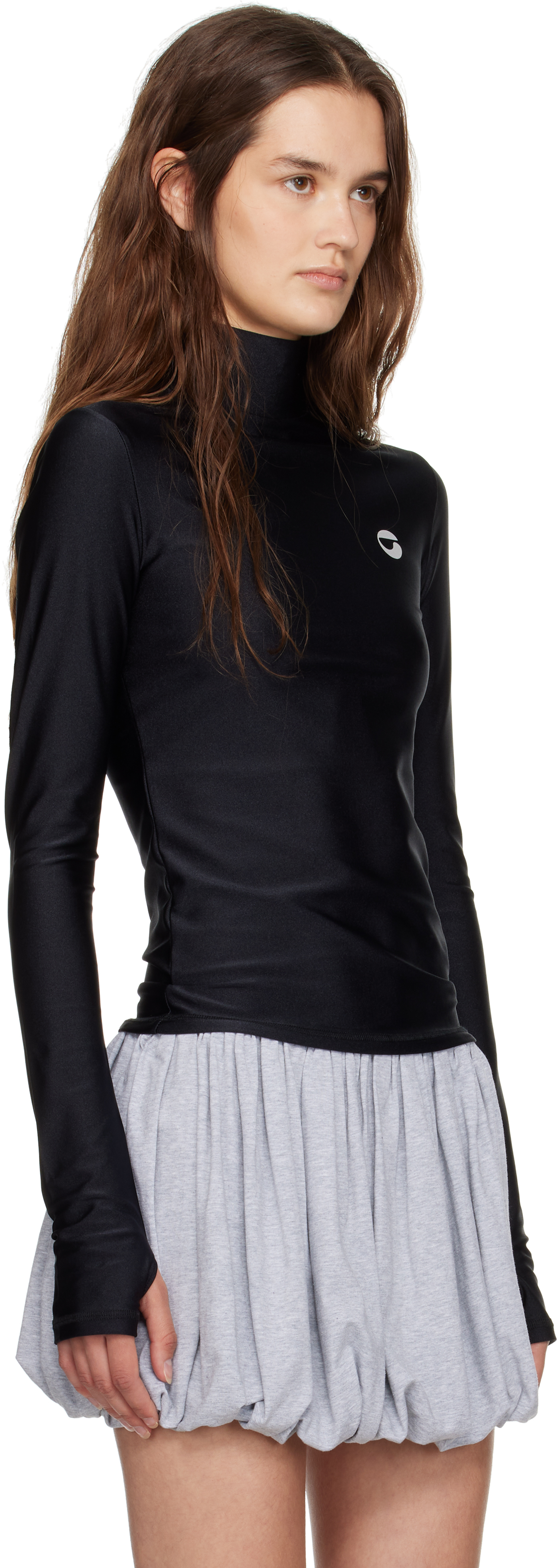 Coperni Black Tight High Neck Top In Black