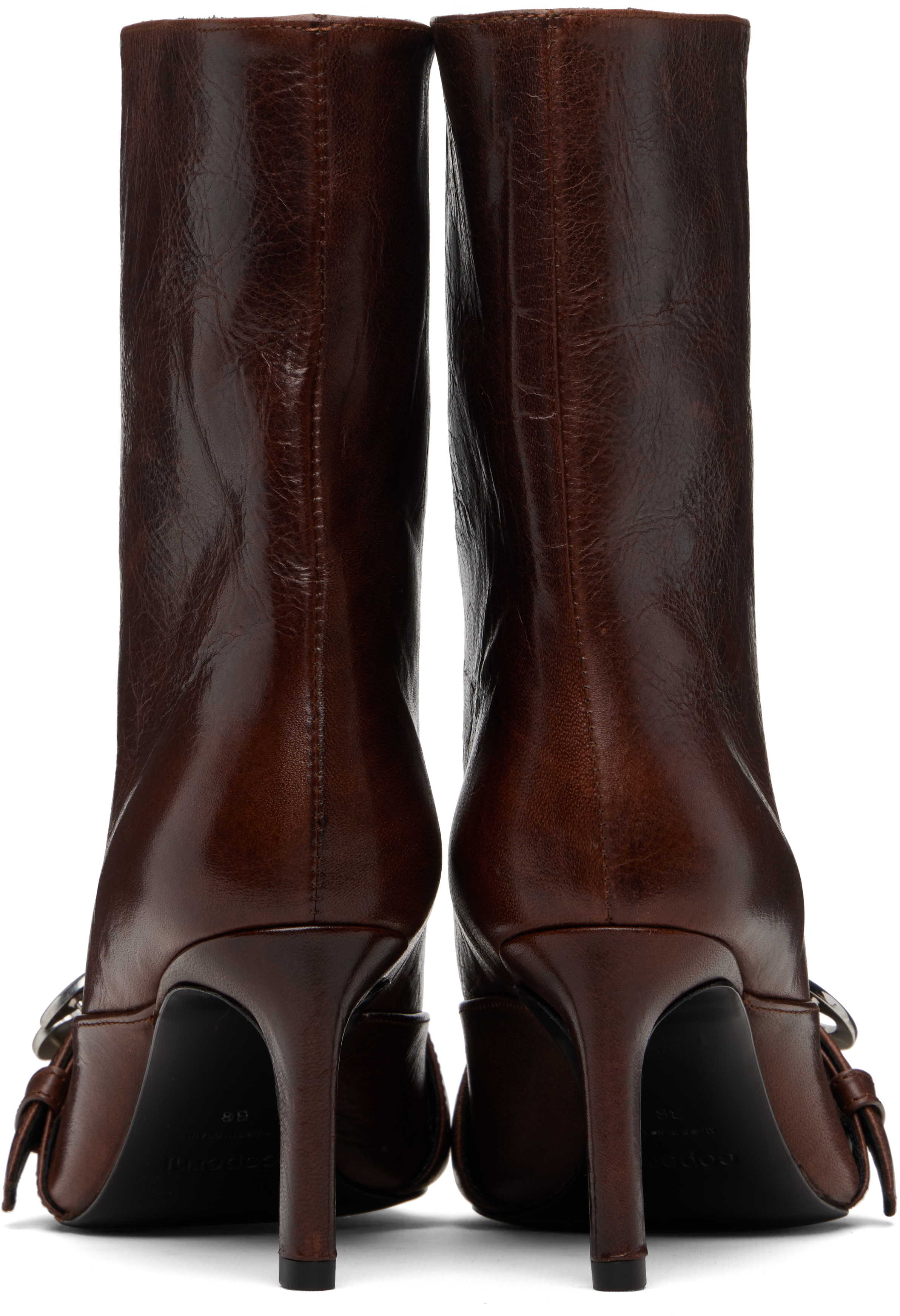 Coperni Ankle Heeled Belt Boot In Brown